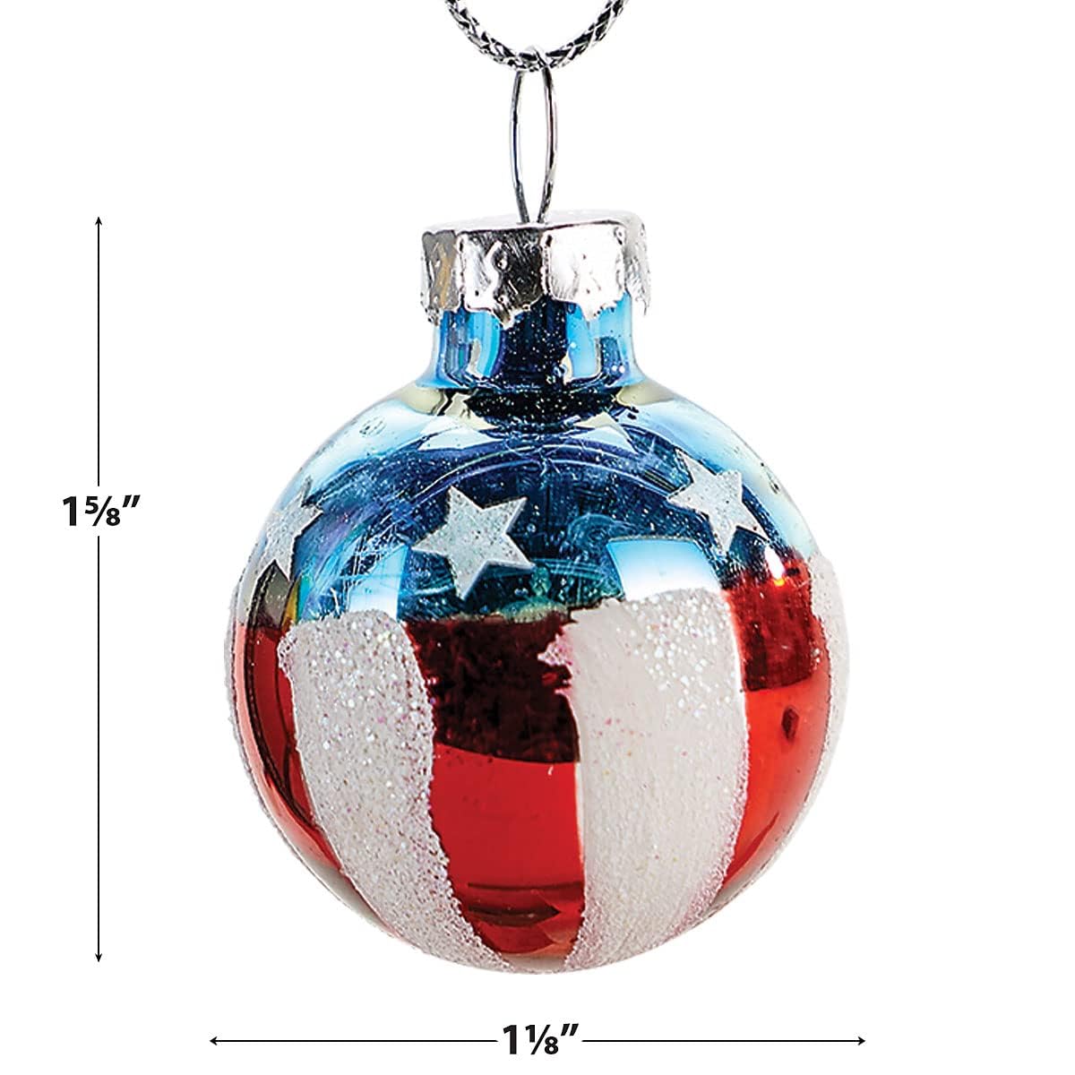 Lillian Vernon Americana Blown Glass Patriotic Ornaments - Handcrafted Hanging Tree Decorations, Round Americana Holiday & Party