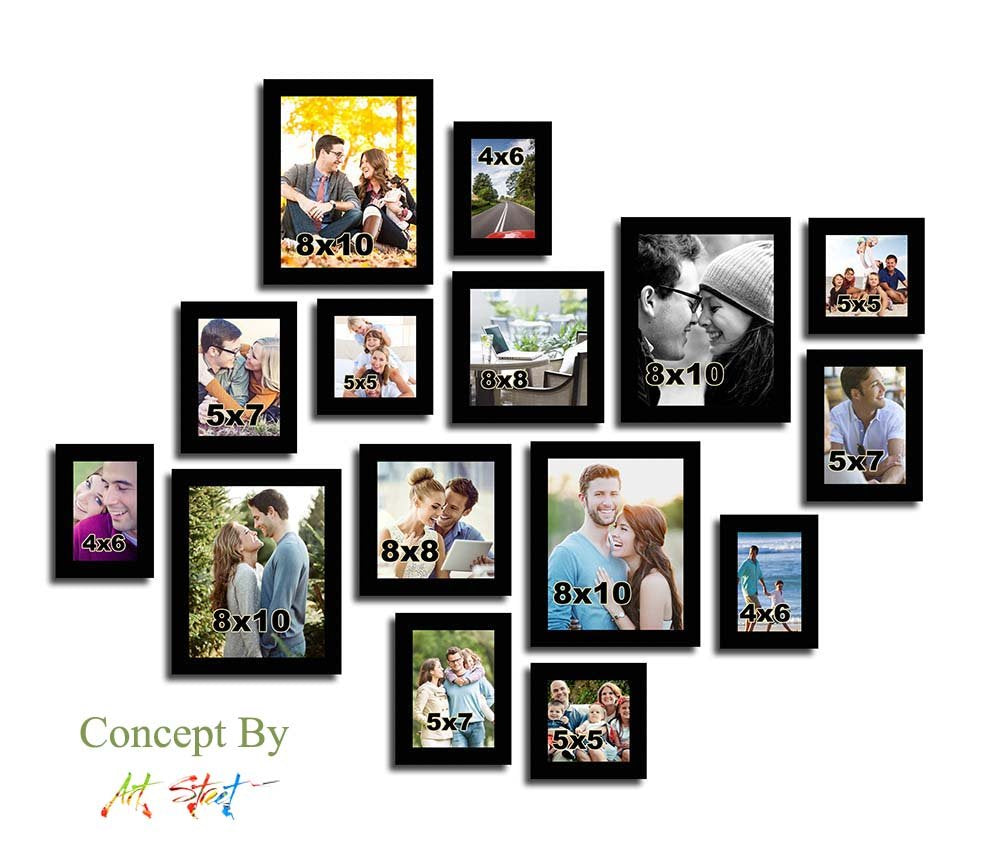 Art Street Esplanade Set Of 15 Individual Photo Frame/Wall Hangings For Home Dcor - Black