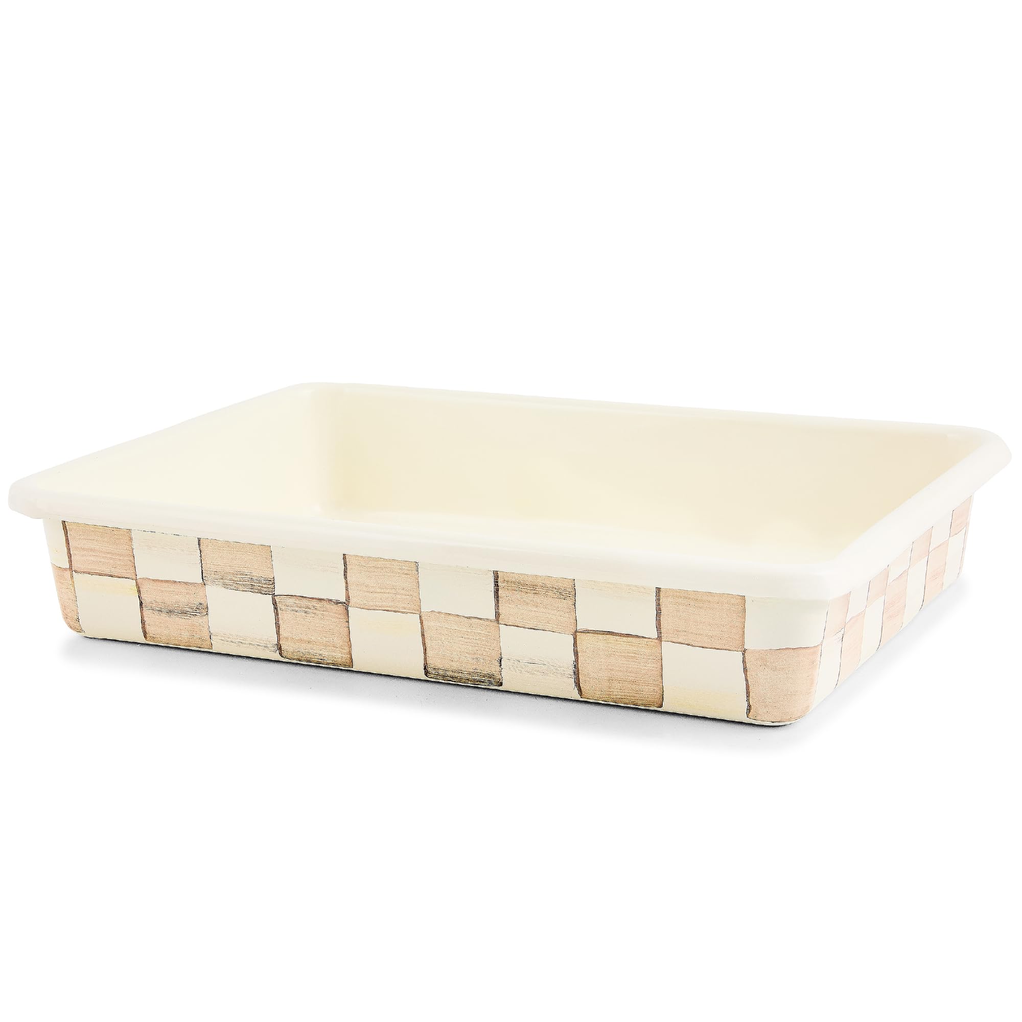MACKENZIECHILDS Enamel Baking Pan, 9 x 13, BrownandWhite Mocha Check
