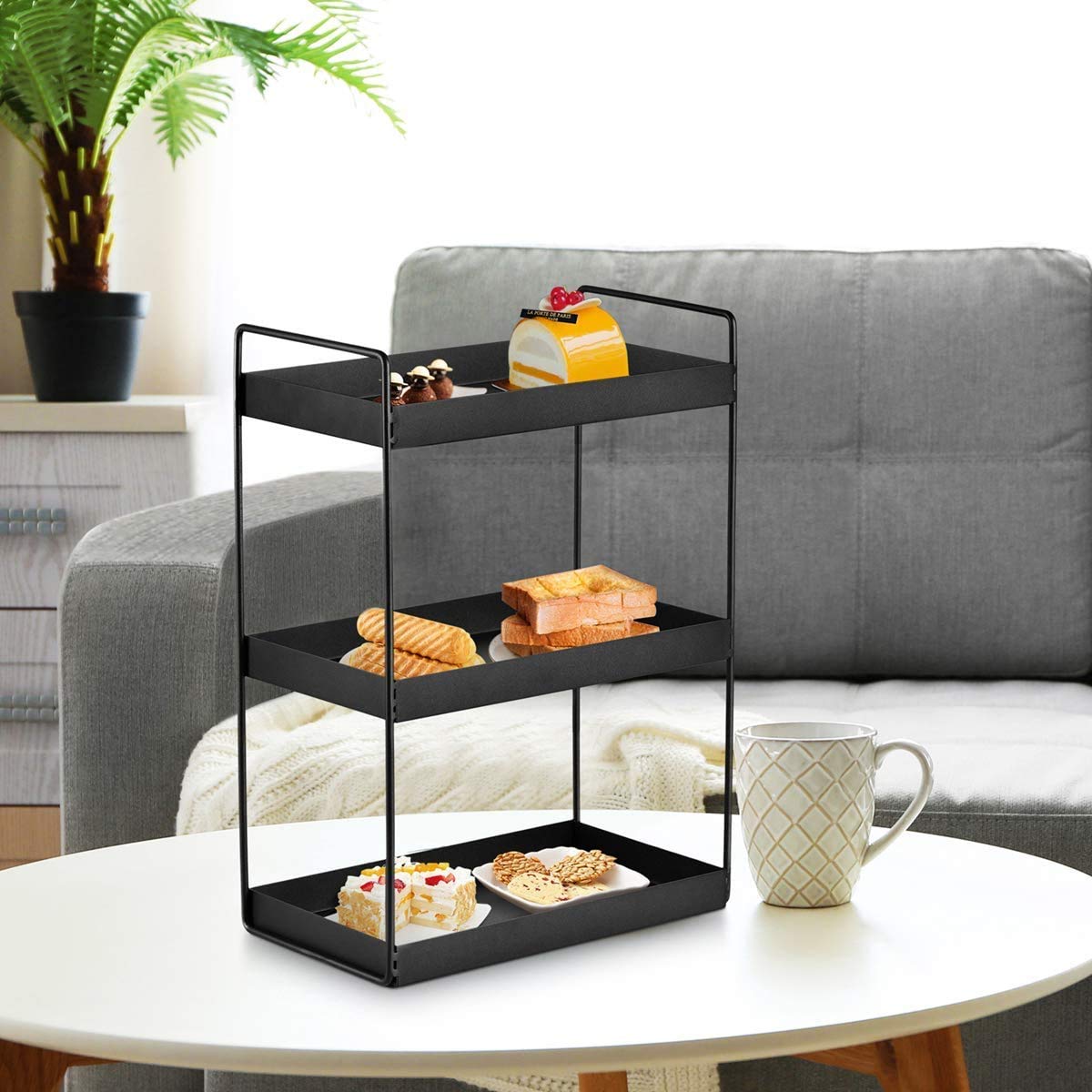 shiok decor 3-Tier Standing Rack, bathroom Countertop Storage Shelf Organizer,spice storage organizer black make in india