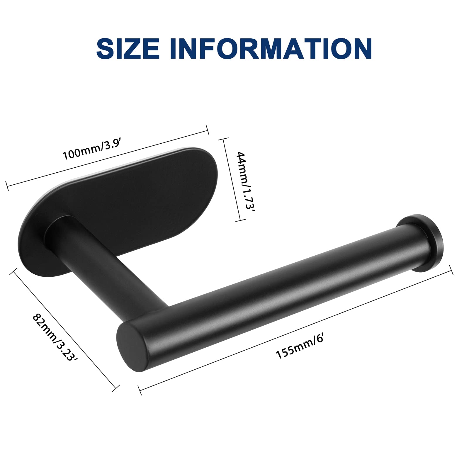 NearMoon Toilet Paper Holder Self Adhesive  Premium Thicken SUS304 Stainless Steel Rustproof Adhesive Toilet Roll Holder no Drilling for Bathroom  Kitchen  Washroom (1 Pack  Matte Black)