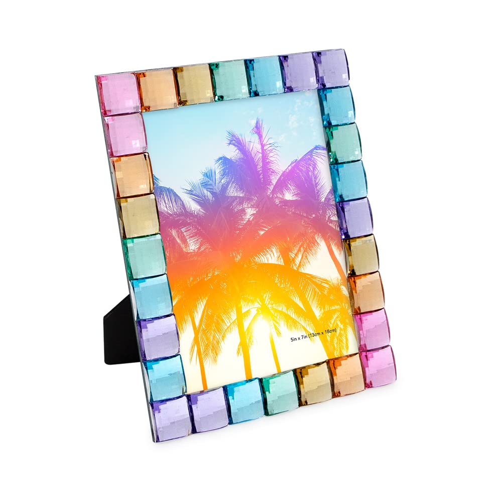 Isaac Jacobs Decorative Sparkling Jewel Picture Frame, Photo Display & Home D  cor (5x7, Rainbow)