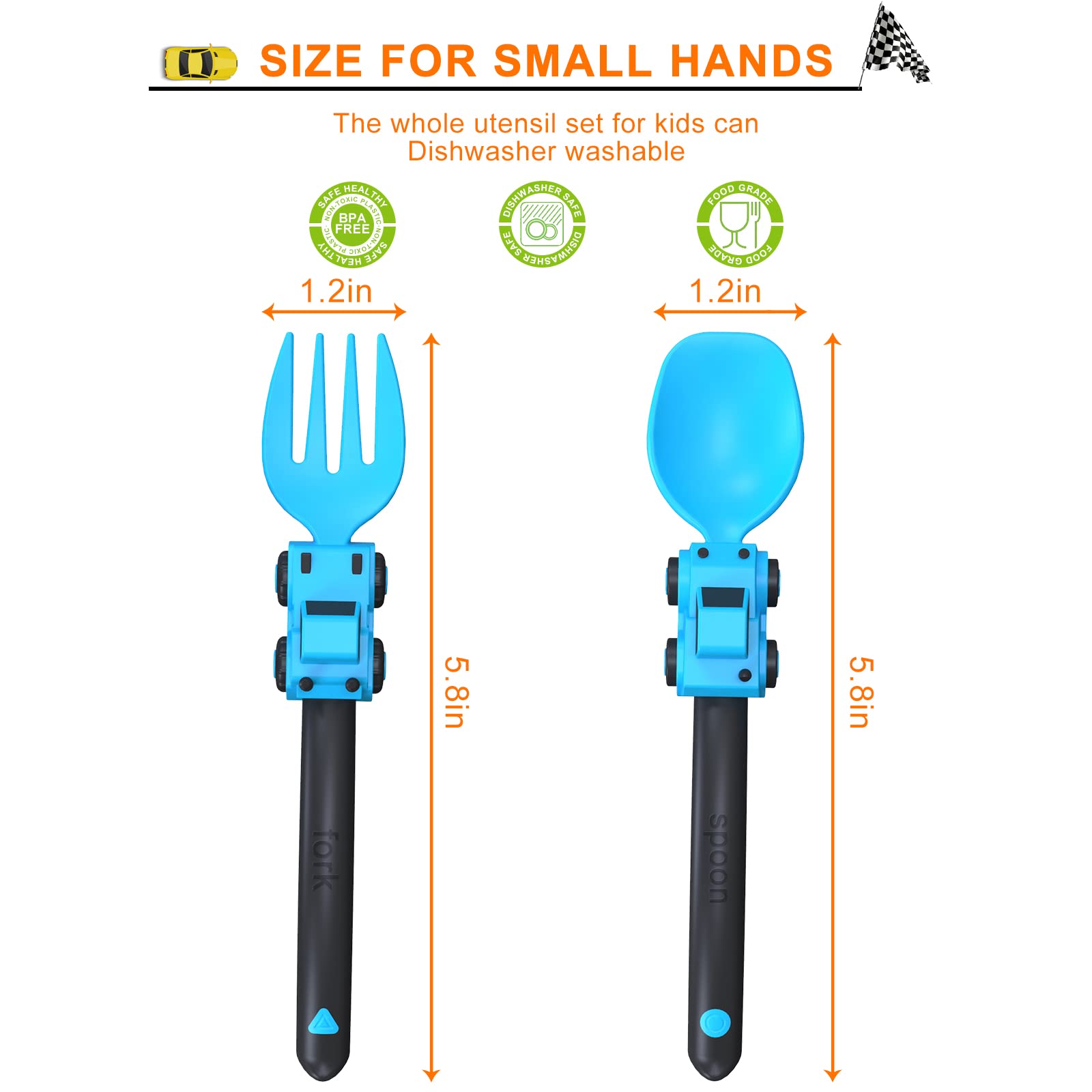 Construction Toddler Utensils - Toddler Forks and Spoons - Toddler Spoon and Fork Set - for Toddler Utensils - Baby Utensils - P