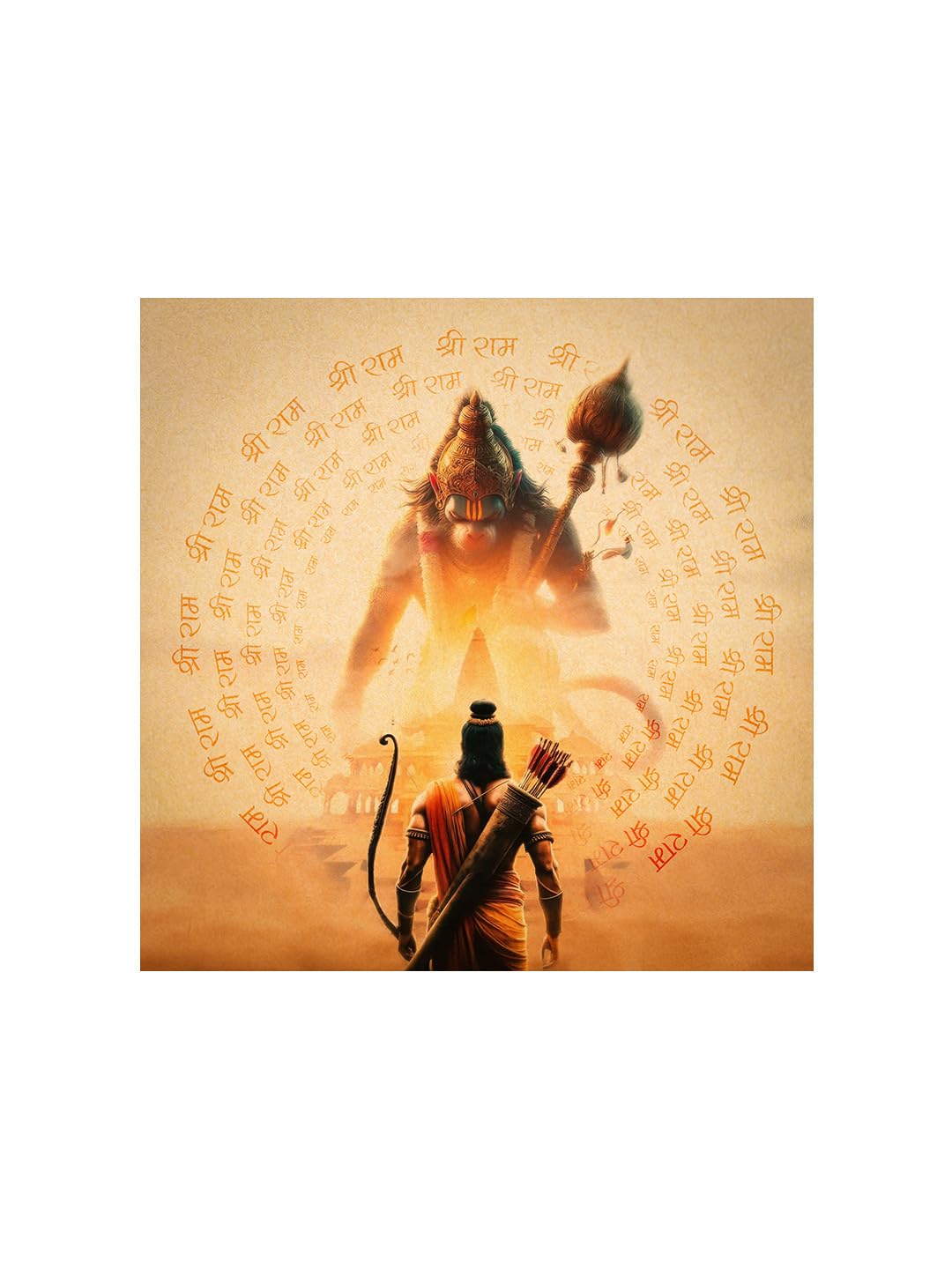 999Store Lord Ram And Hanuman With Glowing Divine Presence - Canvas Painting | Hindu Deity Art, Ramayana Devotional Painting, Sp