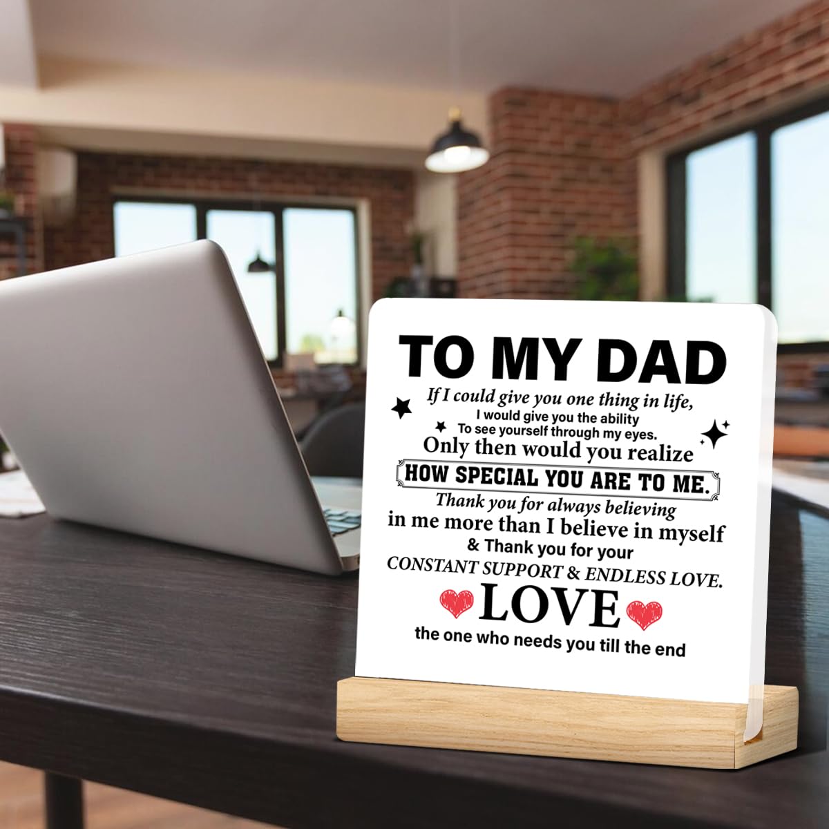 Acrylic Desk Plaque Sign - Best Dad Ever Gift for Christmas or Birthday From Daughter or Son