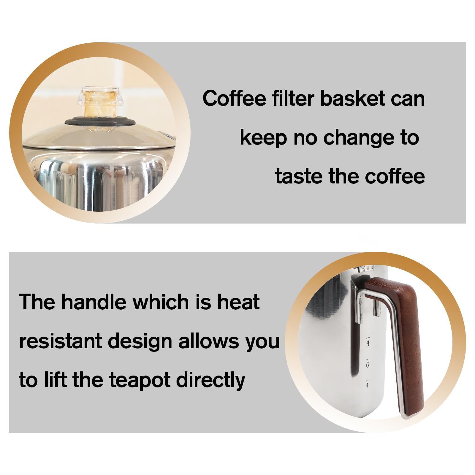 Hillbond 9-Cup Stainless Steel Percolator Coffee Pot for Outdoor Camping, Model HB-T04, Silver Finish, 72 fl oz Capacity