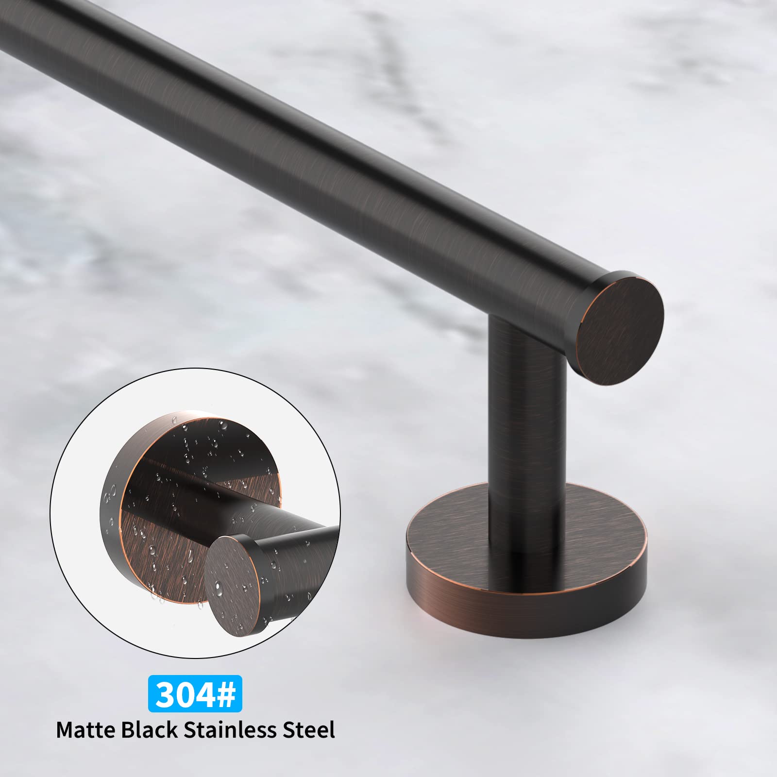 Cilee 2 Pieces Oil Rubbed Bronze Towel Bar Set  Hand Towel Holder Bathroom Hardware Set 24 Inch Towel Racks for Bathroom Stainless Steel Wall Mount
