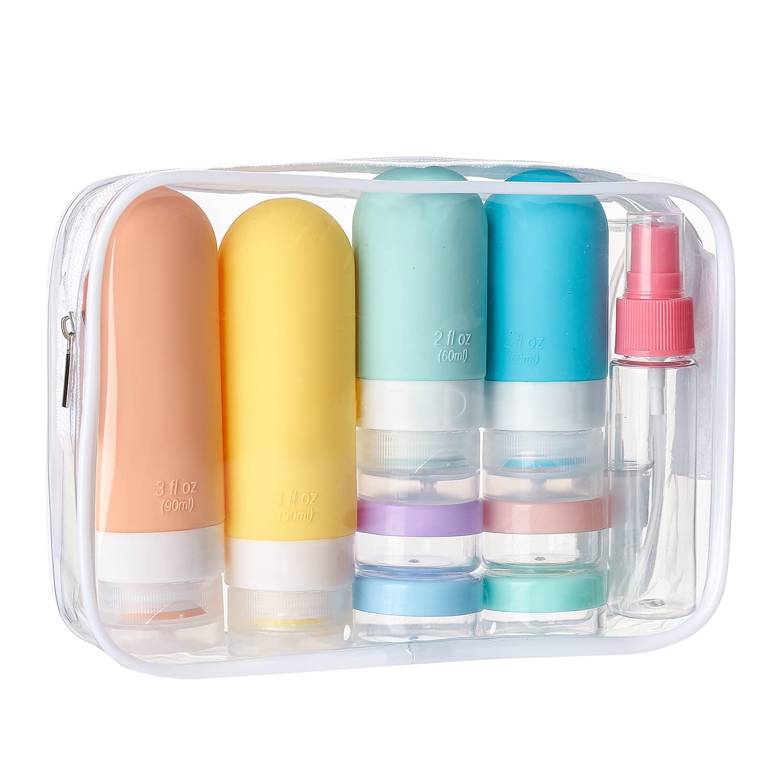 Depoza 16 Pack Travel Bottles Set - Tsa Approved Leak Proof Silicone Squeezable Containers For Toiletries, Conditioner, Shampoo,