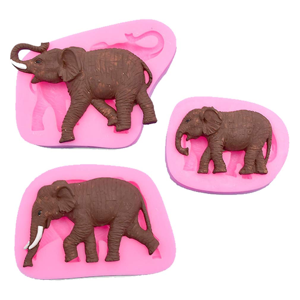 3 Pcs Animal Elephant Mommy Daddy Baby Family For Diy Cake Fondant Baking Biscuit Cookies Soap Tray 3D Chocolates Hard Candies D