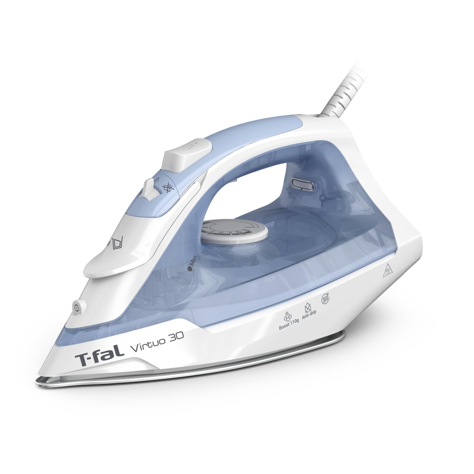 T-Fal Virtuo Steam Iron for Clothes Garment Steamer, Burst of Steam & Spray, Portable Iron and Steamer for Clothes, Ceramic Nons