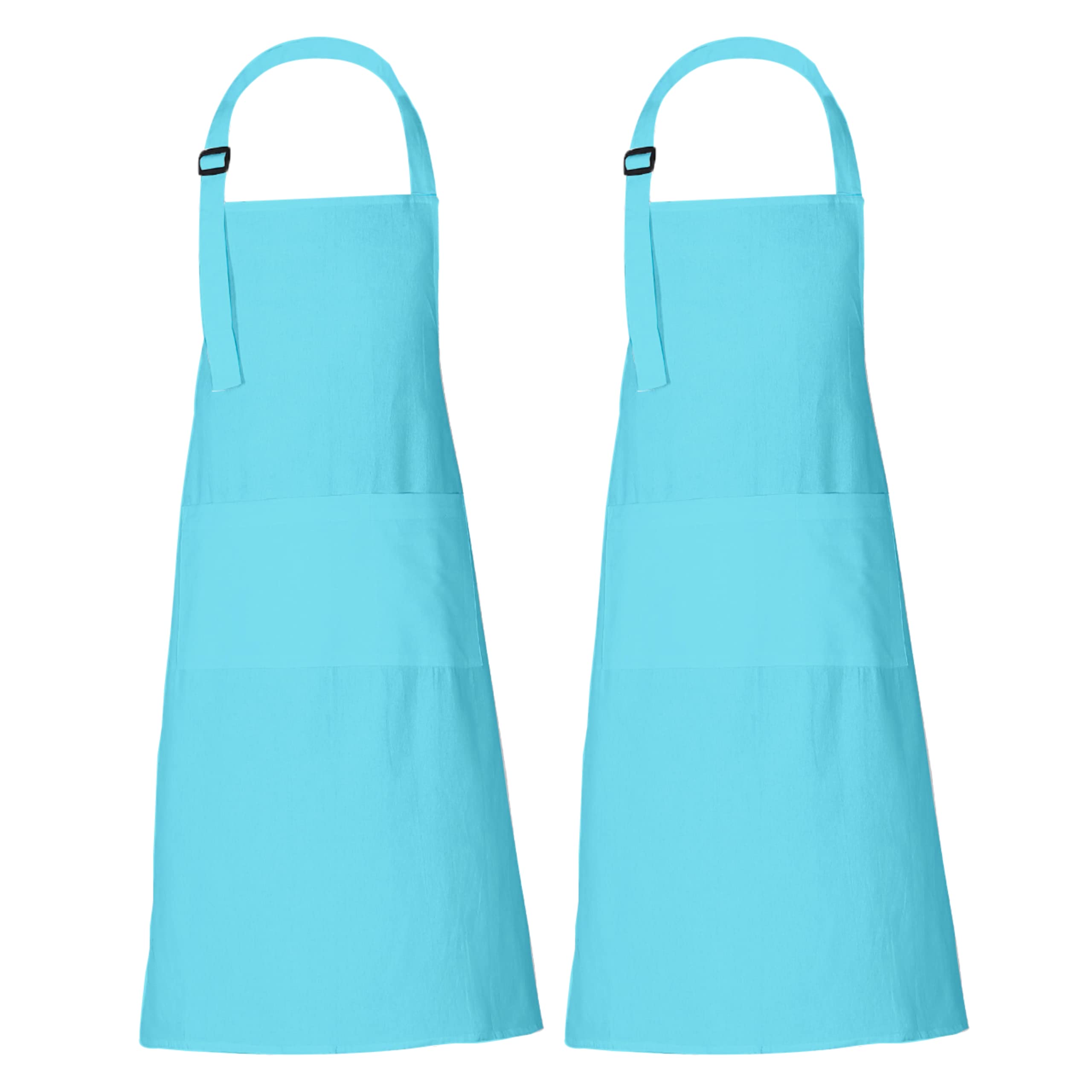 Rajrang Chef Apron Set Of 2 For Men And Women With Pockets 35X27 Inches Cotton Painting Apron - Aqua