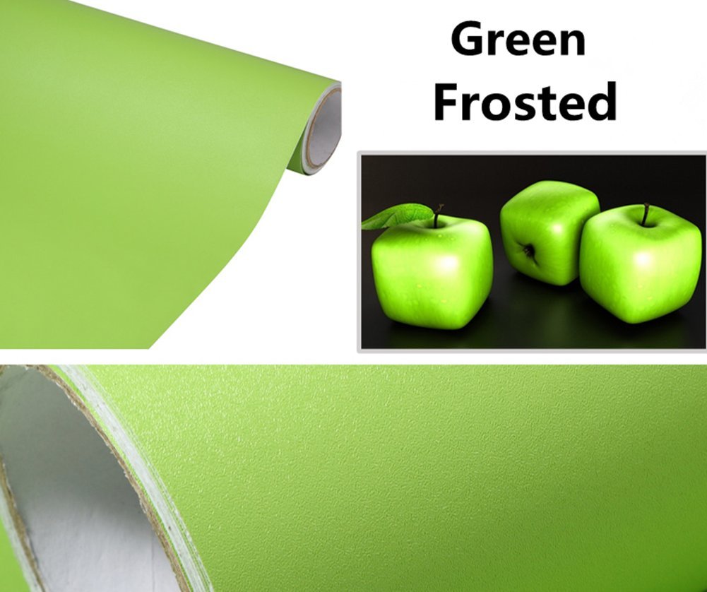 Yija Solid Color Frosted Waterproof Wallpaper Shelf Drawer Liner Self-Adhesive Cabinet Sticker 15.6 Inch By 98 Inch (Green)