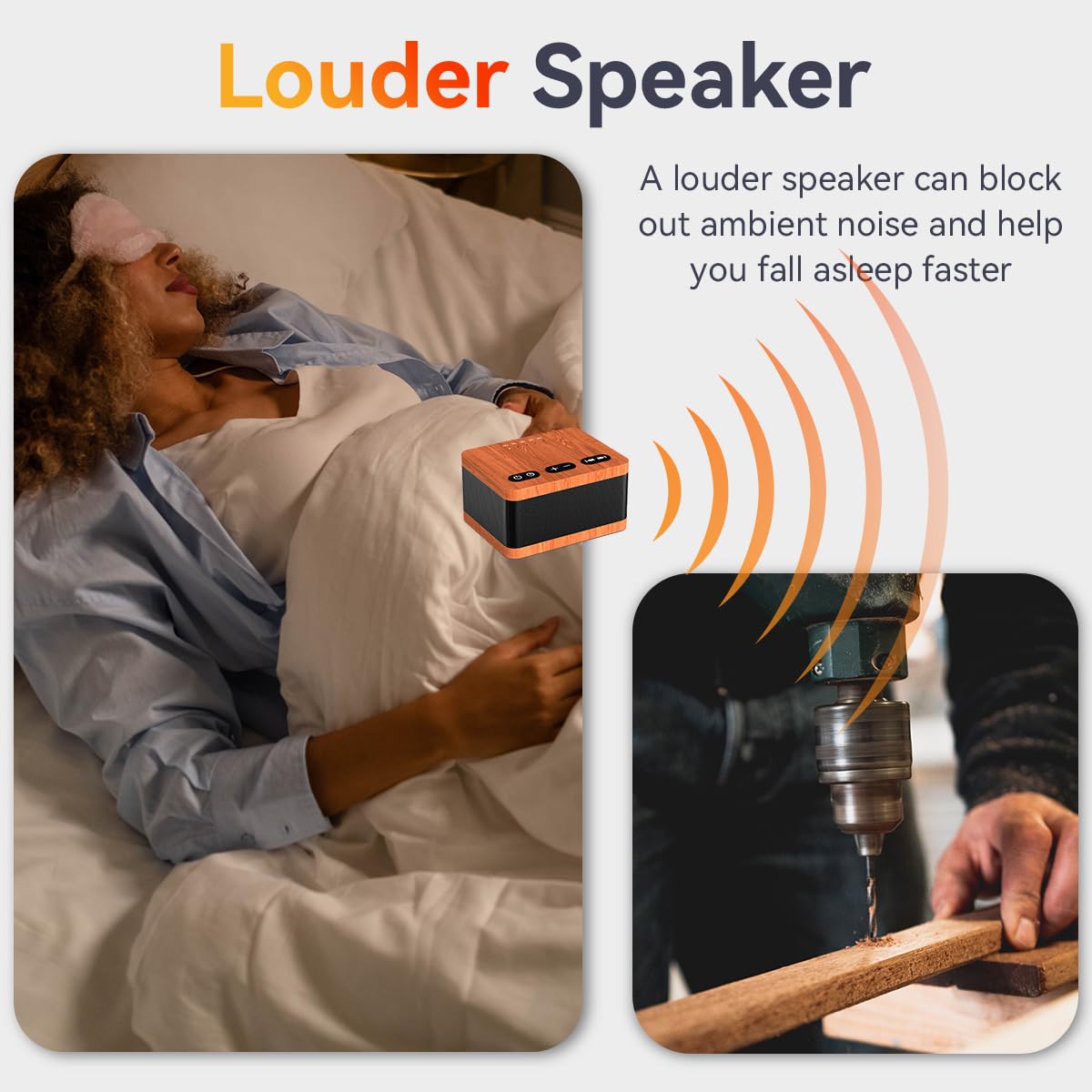 DailyBody White Noise Machine - 30 Soothing Sounds, 36 Volume Levels, 5 Timers, Memory Function - Wood Grain, Model DWN-Z3