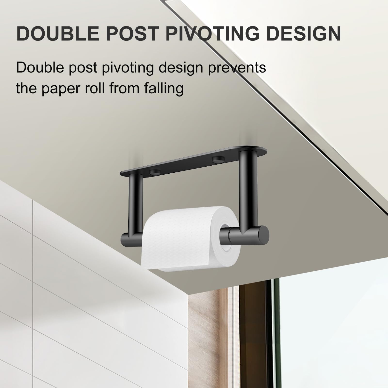 Setsail Toilet Paper Holder Adhesive Or Screw-In Matte Black Bathroom Toilet Paper Roll Holders Wall Mount Stainless Steel Tissu