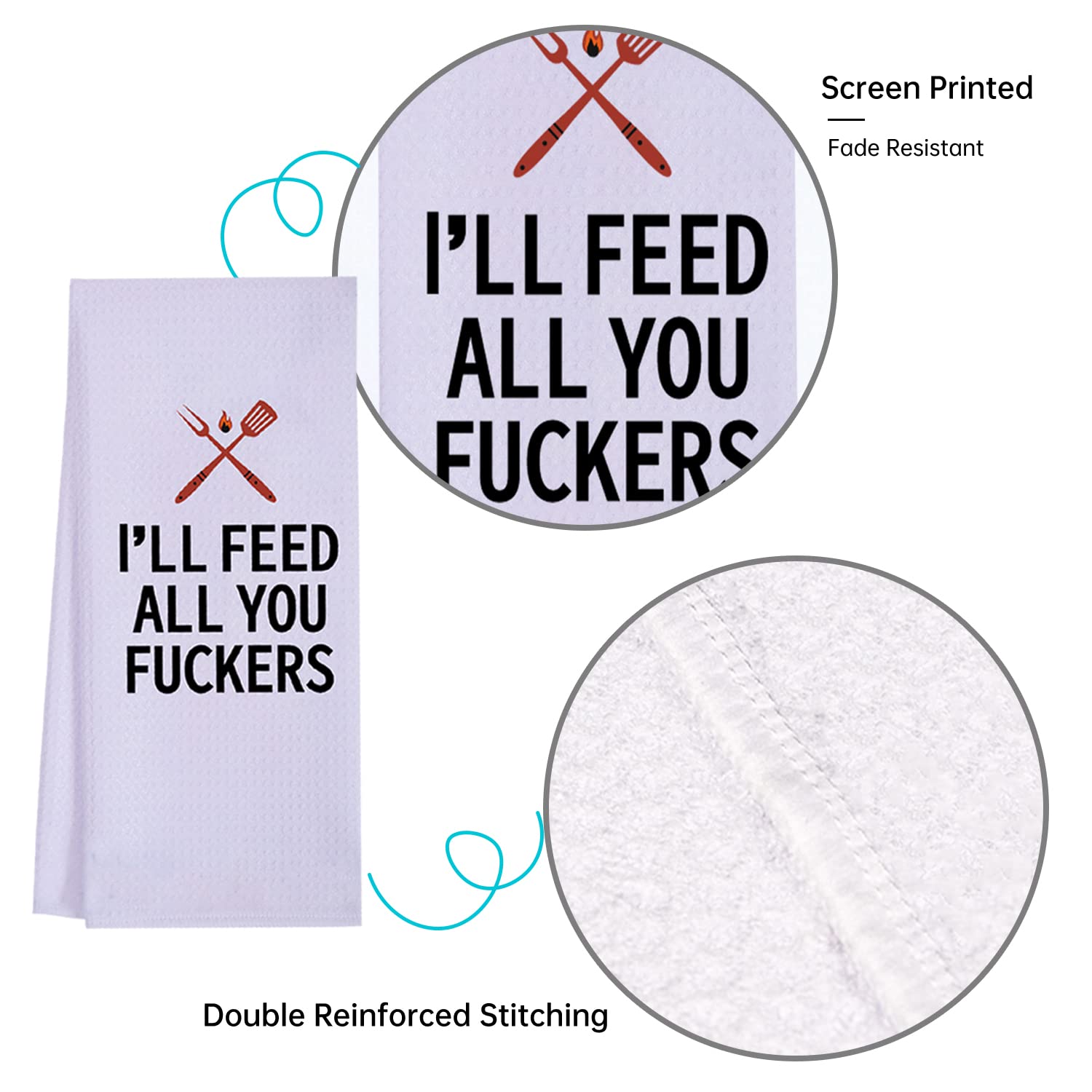 LXOMILL Funny Kitchen Towels - 2 Pack Microfiber BBQ Grilling Dish Towels, Ideal Gifts for Men, Women, Chefs, and BBQ Enthusiasts