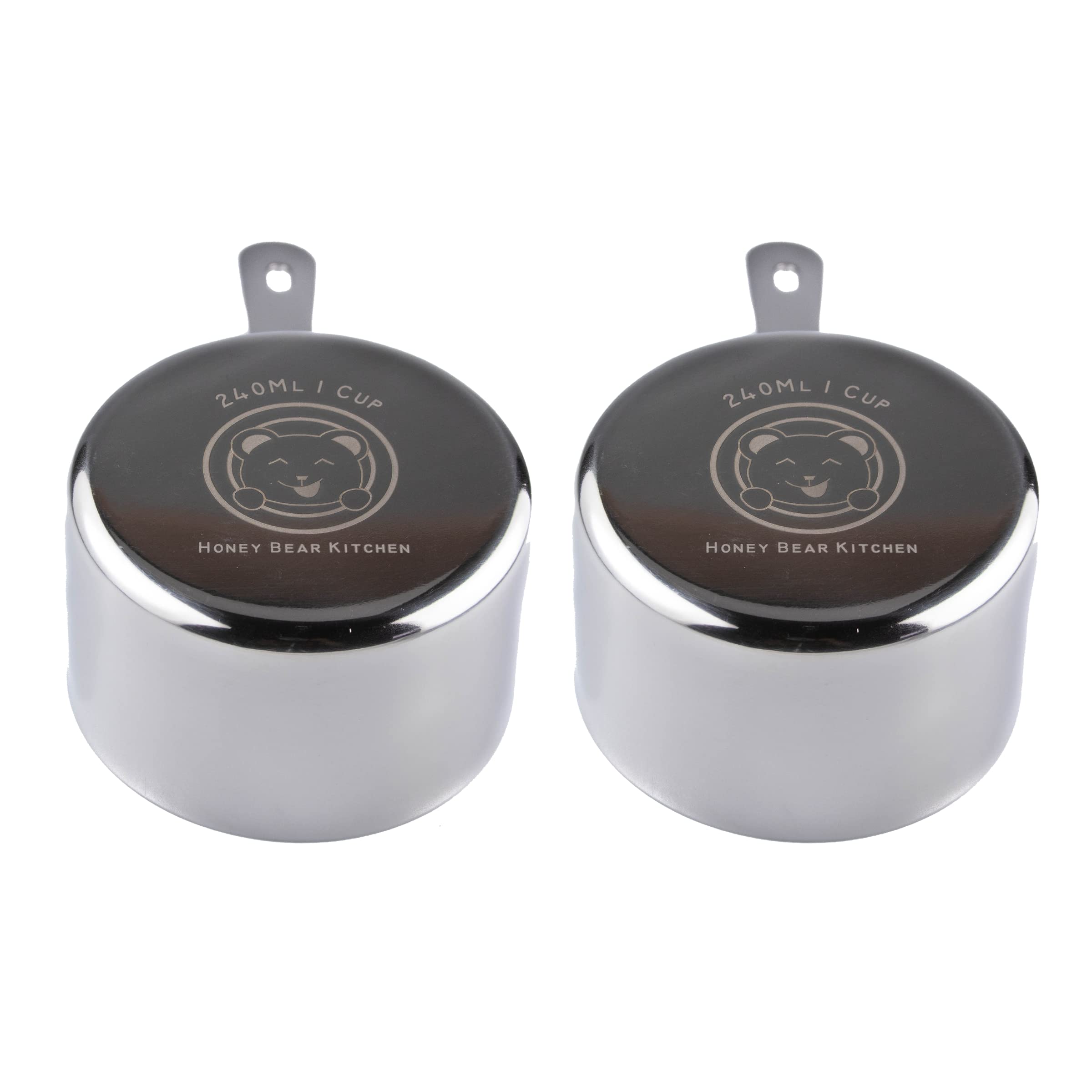Honey Bear Kitchen 1 Cup 240 Ml Measuring Scoop Cups, Polished Stainless Steel (Set Of 2)
