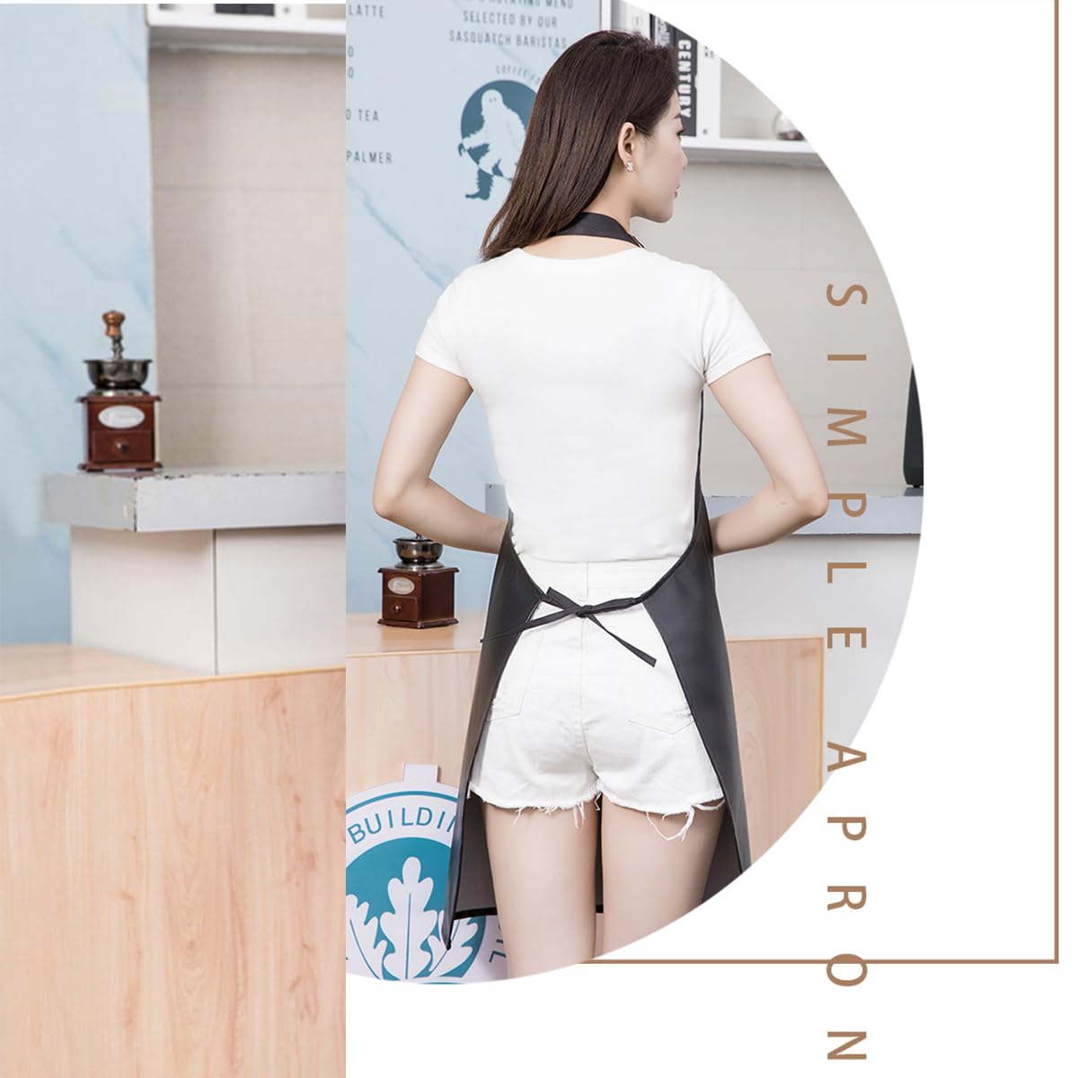 Gembityful Waterproof Apron 2 Pack Large Pocket Pu Material Waterproof Oil-Proof And Dust-Proof Apron Black And Red