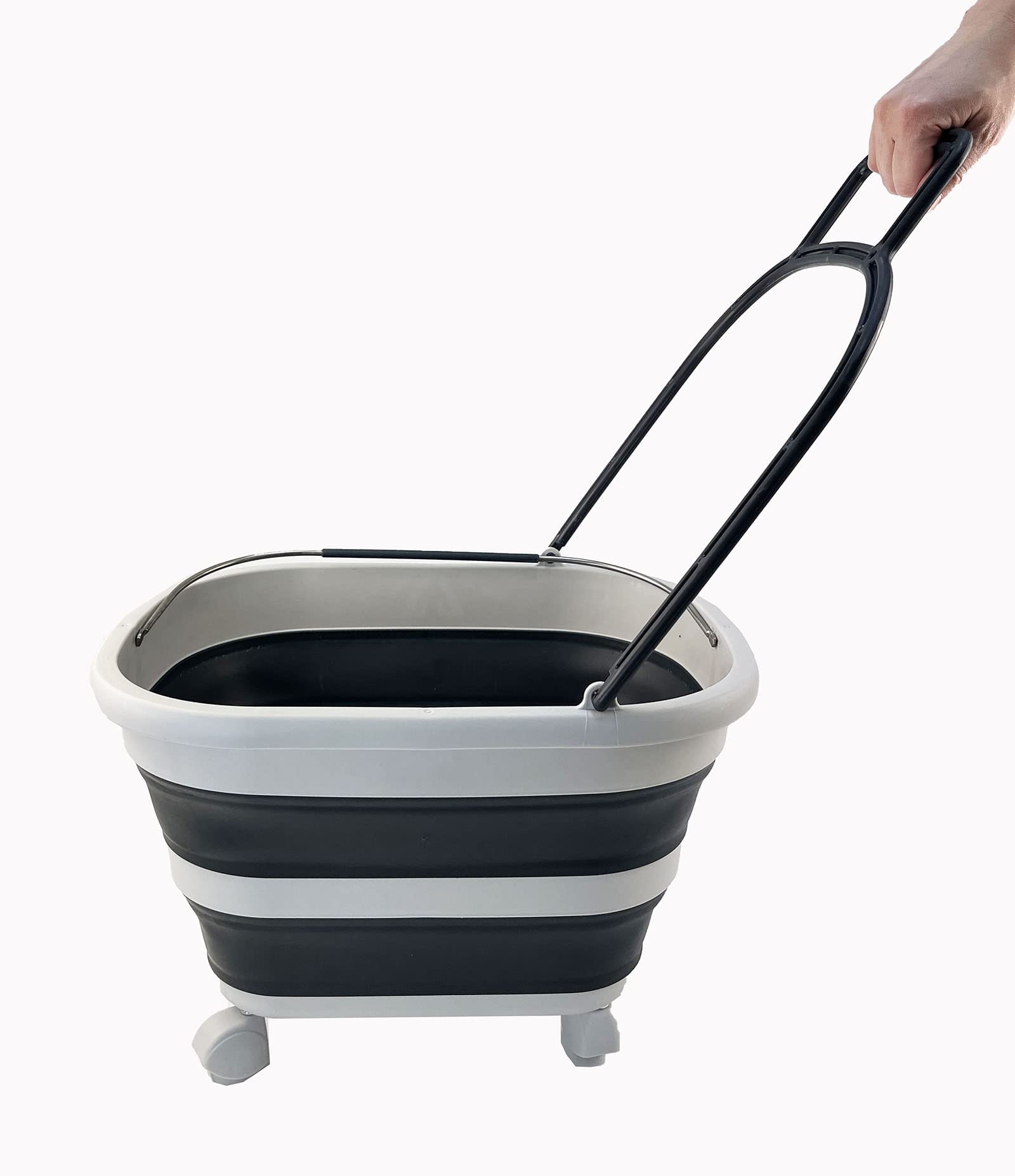 Sammart 17L (4.5 Gallons) Collapsible Plastic Laundry Basket With Handle & Wheels-Foldable Pop Up Storage Container/Organizer Wi