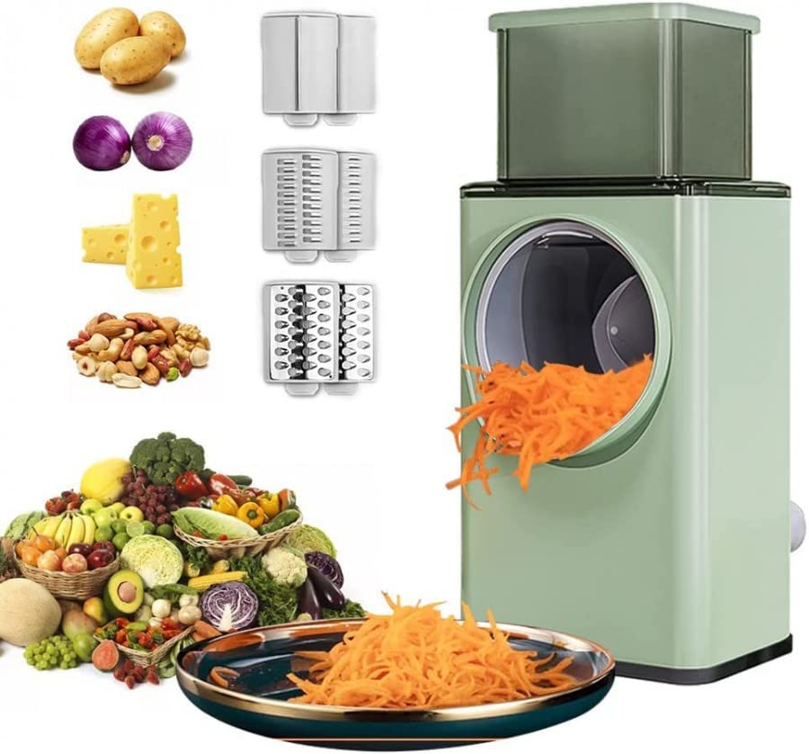 4 In 1 Rotary Vegetable Slicer, Manual Vegetable Cutter With 3 Stainless Steel Blades, Cheese Grater, Nut Grinder And Shredder F