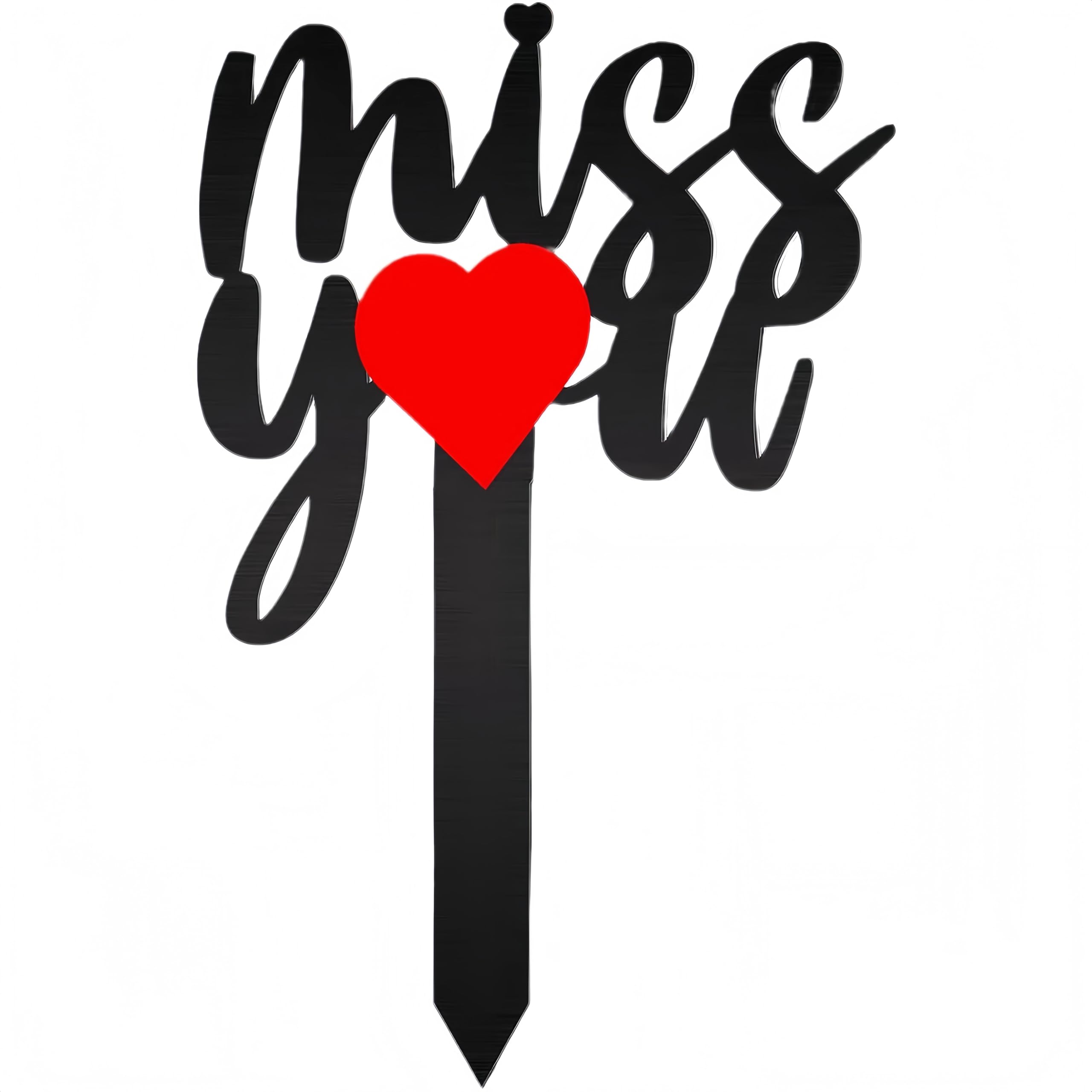 11.8 Inches Metal Memorial Grave Marker Miss You Cemetery Decoration Stake Waterproof Garden Plaque Loss of Dad Mom Spouse Lover