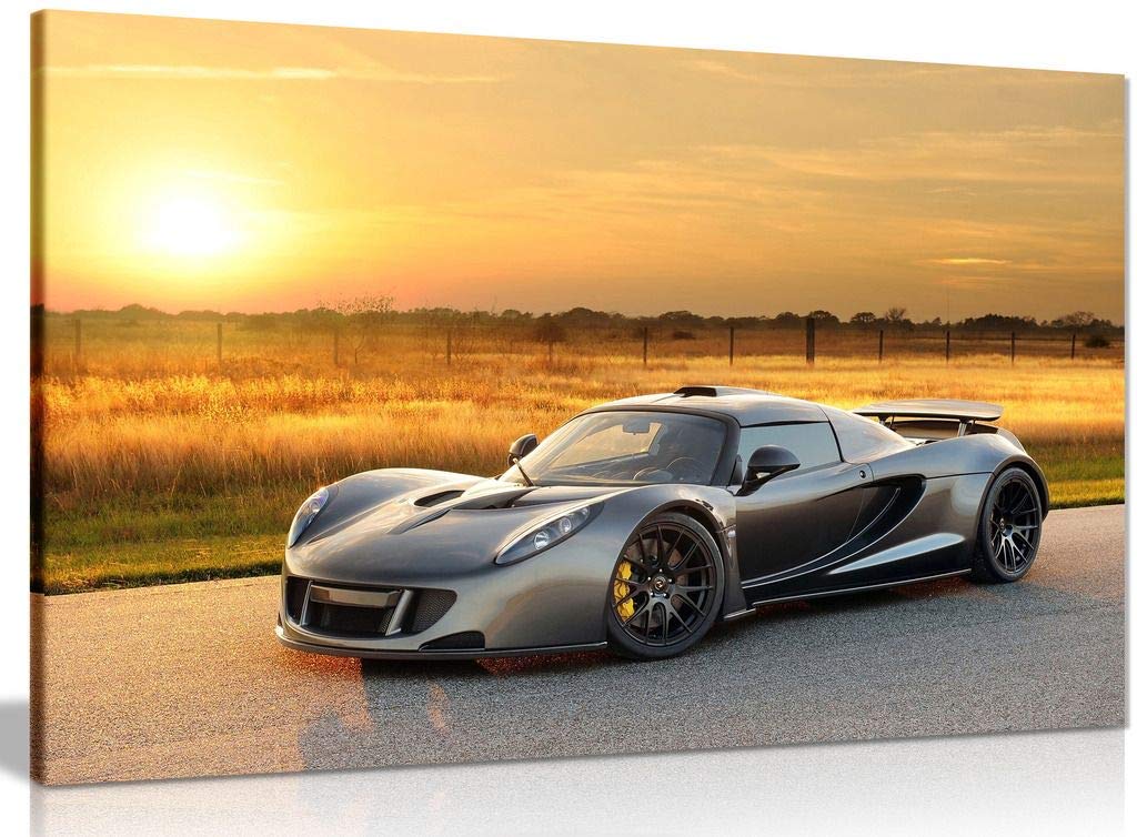 Hennessey Venom Gt Super Car Canvas Wall Art Picture Print (18X12In)