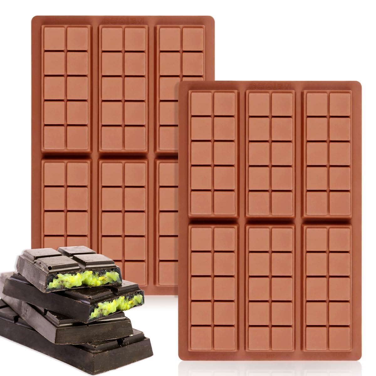 Chocolate Bar Molds Deep Silicone Break-Apart Chocolate Nonstick Protein And Energy Bar Mold Thick Candy Bar Mold Wax Melt Mold