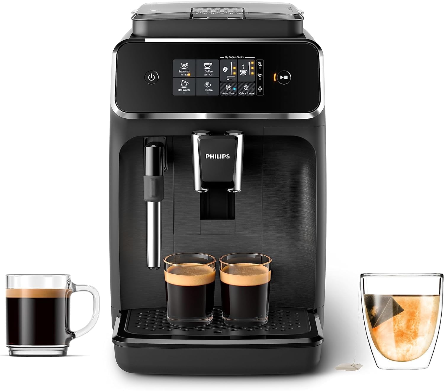 Philips 2200 Series Fully Automatic Espresso Machine, Classic Milk Frother, 2 Coffee Varieties, Intuitive Touch Display, 100% Ce