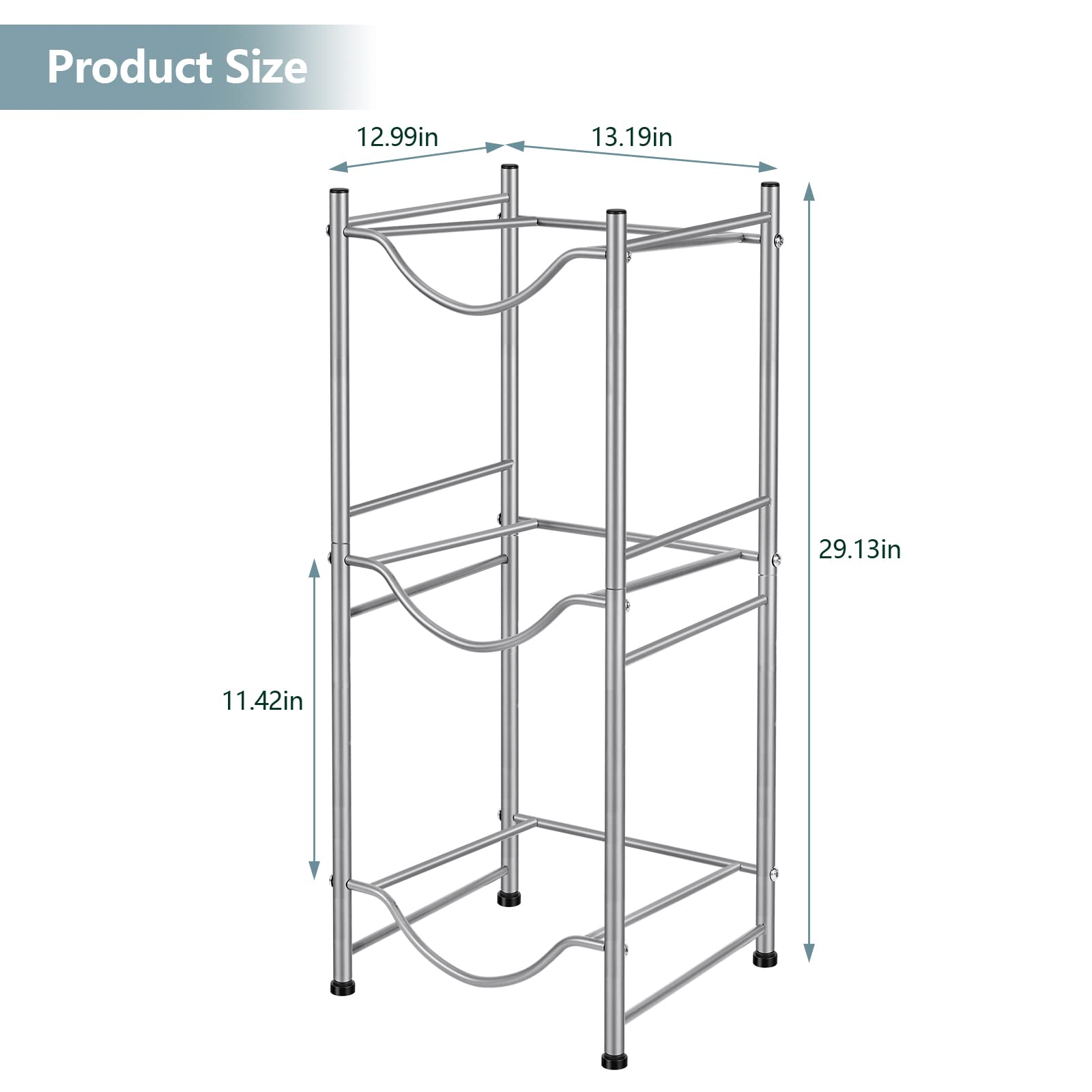 MOOACE 3-Tier Water Jug Rack  5 Gallon Detachable Water Bottle Holder Organizer Storage Rack  Silver