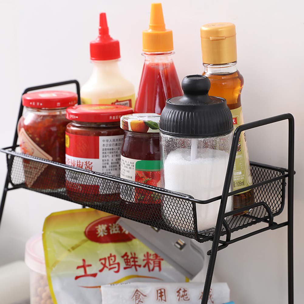 Mingfanity Metal 2 Tier Spice Storage Rack For Kitchen, Countertops, Cabinets, Organizer For Bathroom,Basket For Office And Home