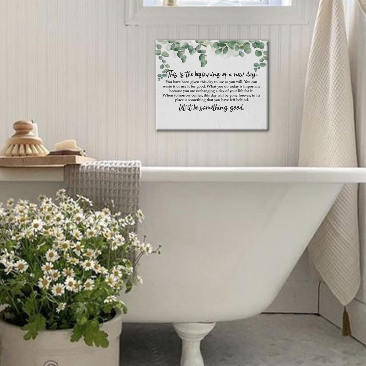 Biwsha Inspirational This Is The Beginning Of A New Day Canvas Wall Art Prints Decor For Home Bathroom Bedroom Living Room Offic