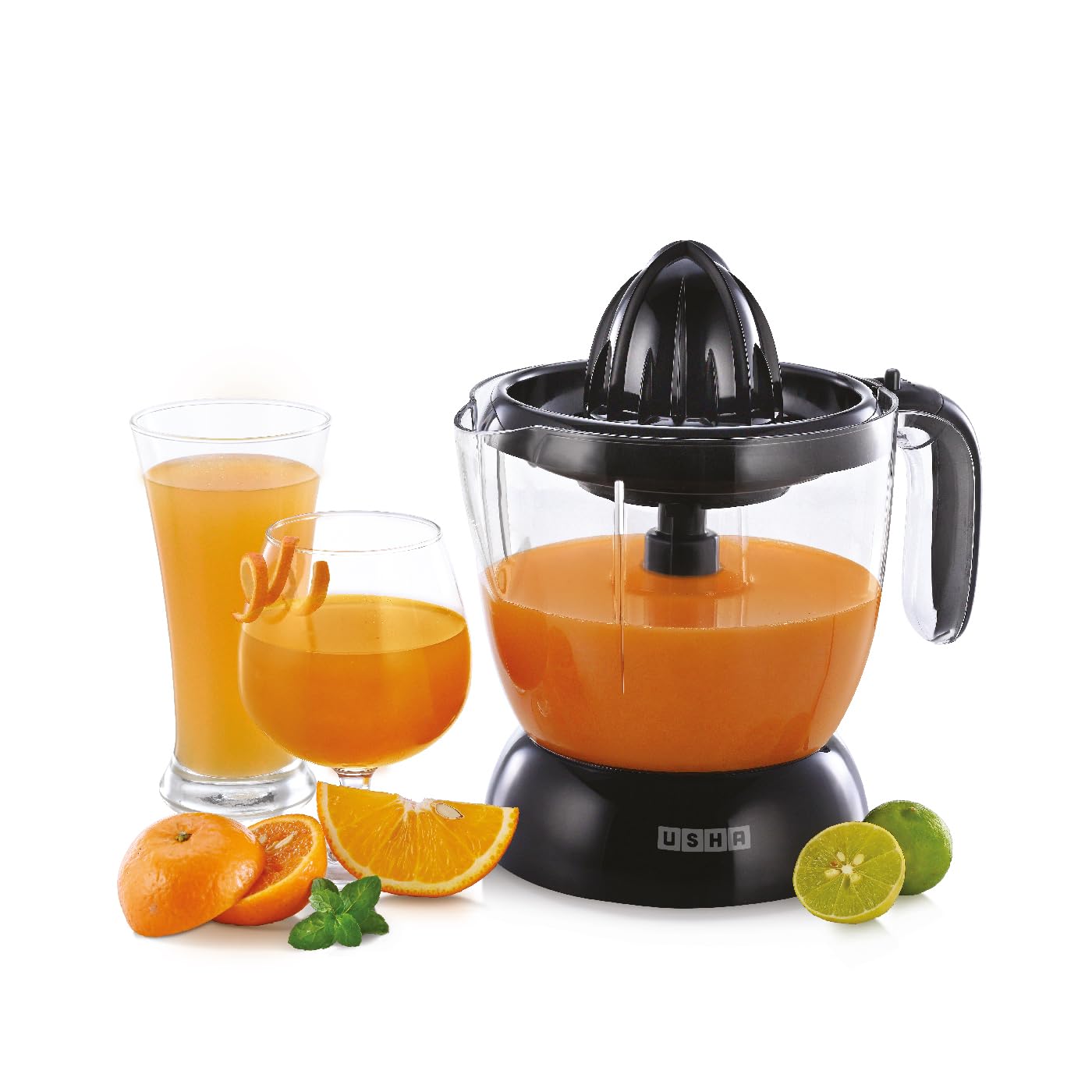 Usha Citrus Press 30 Watt (1.0 L) Juicer 2 Two Pulp Filters & 2 Year Warranty (Black)