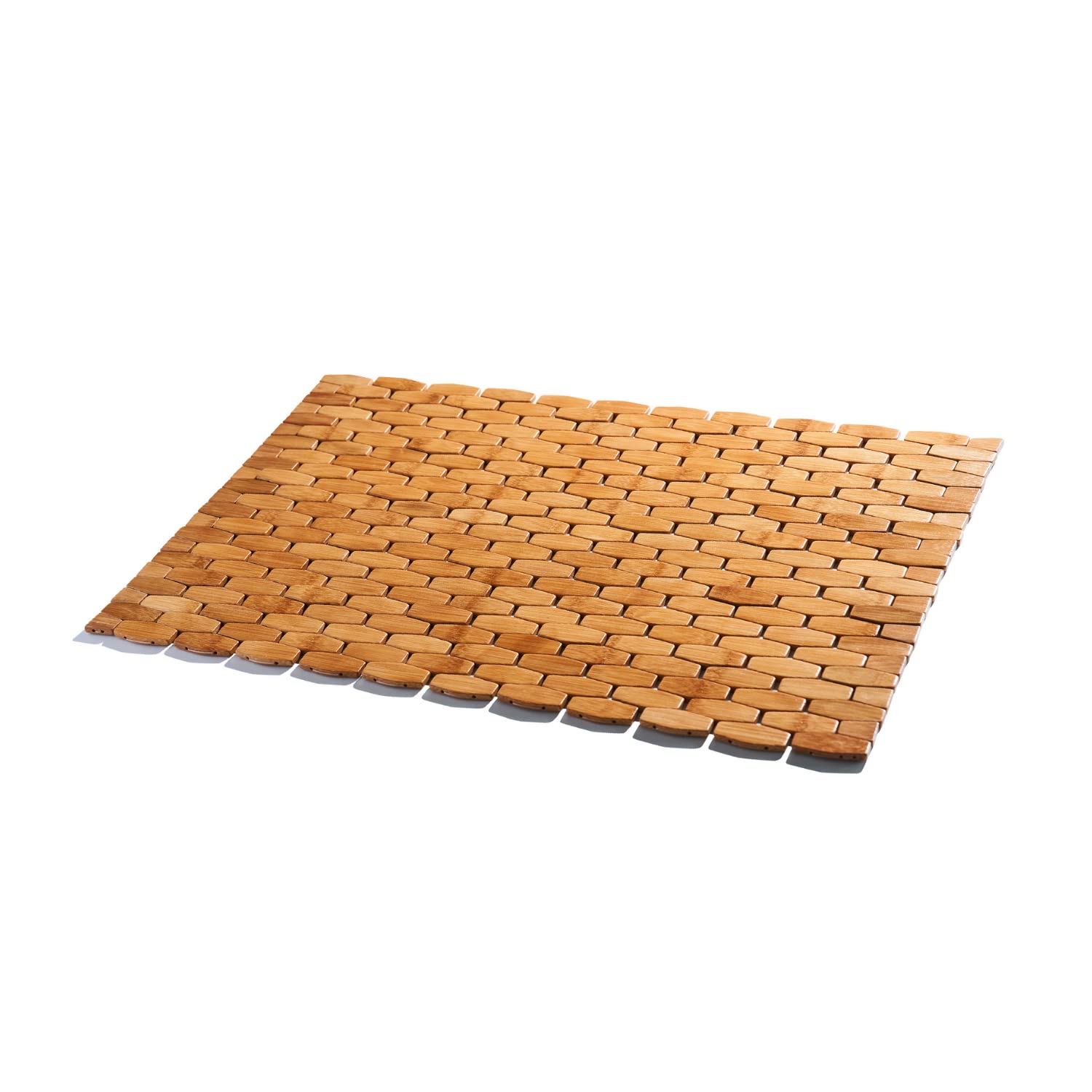 GOBAM Rollable Bamboo Bathroom Floor Mat - Non-Slip Bathtub Mat for Spa, Sauna, Kitchen, Outdoor Shower, RV, Water-Resistant Woo