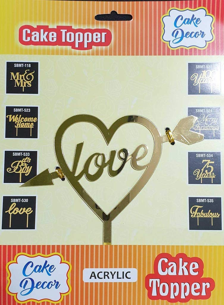 Cake Decor Mirror Shimmer Shining Acrylic Cake Topper Love Heart