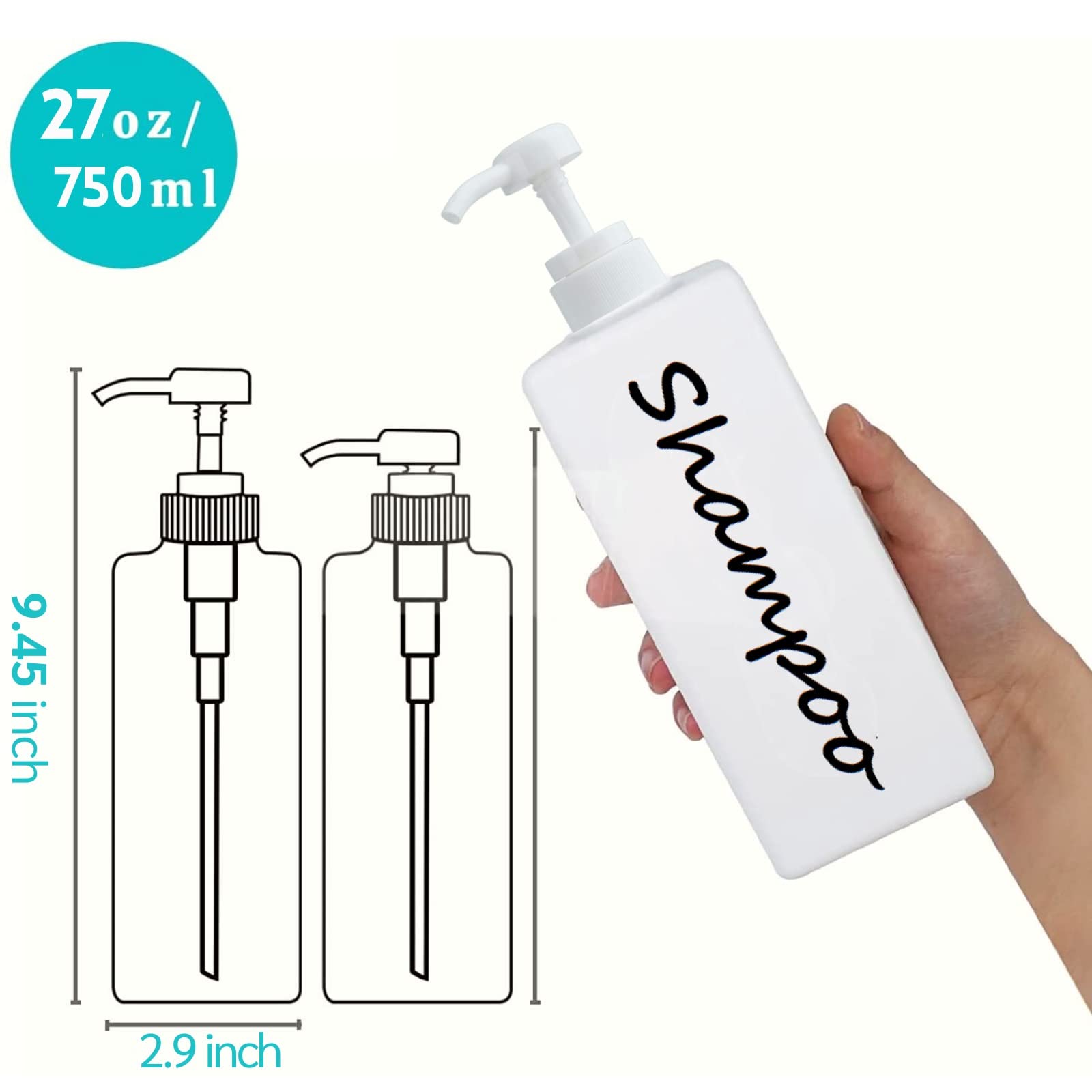 21Oz Shampoo And Conditioner Dispenser (Set Of 3) Modern Refillable Shampoo Pump Bottles For Shower Soap - Empty Shampoo Conditi