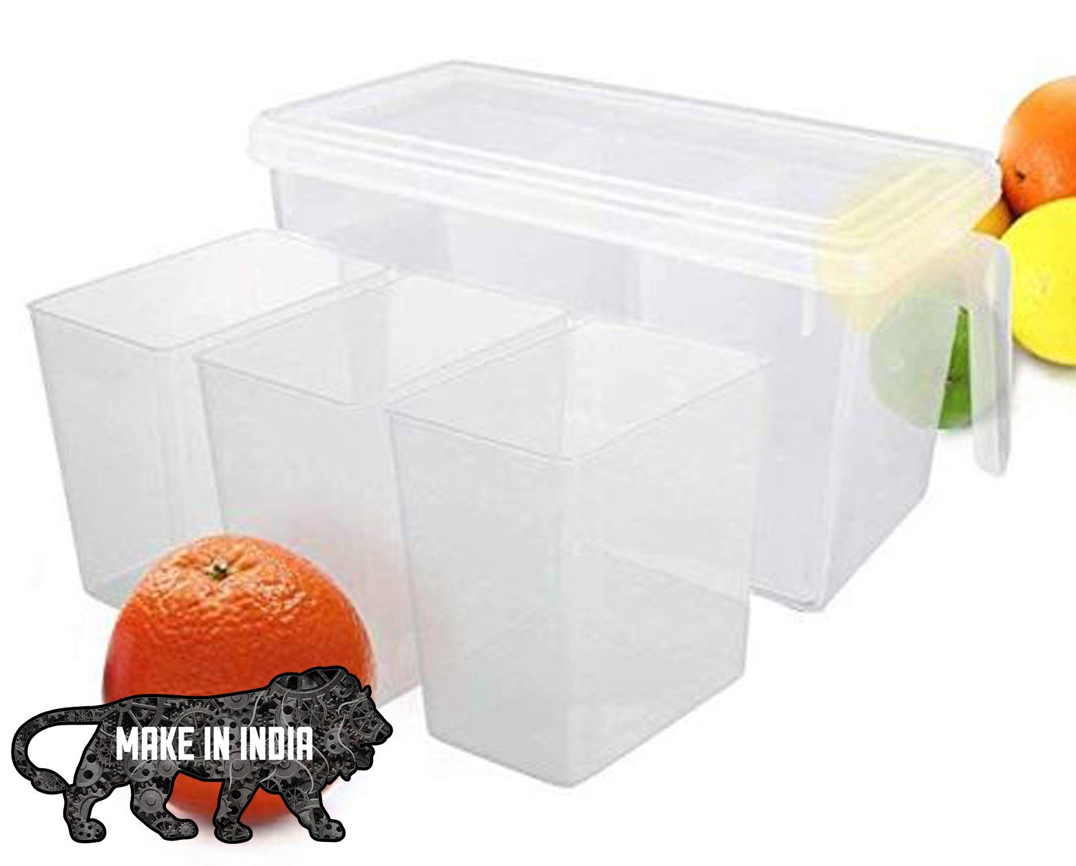 Arura (Label) Plastic Fridge Storage Box Refrigerator Organizer Container Square Handle Food Storage Organizer Boxes  Clear Wit