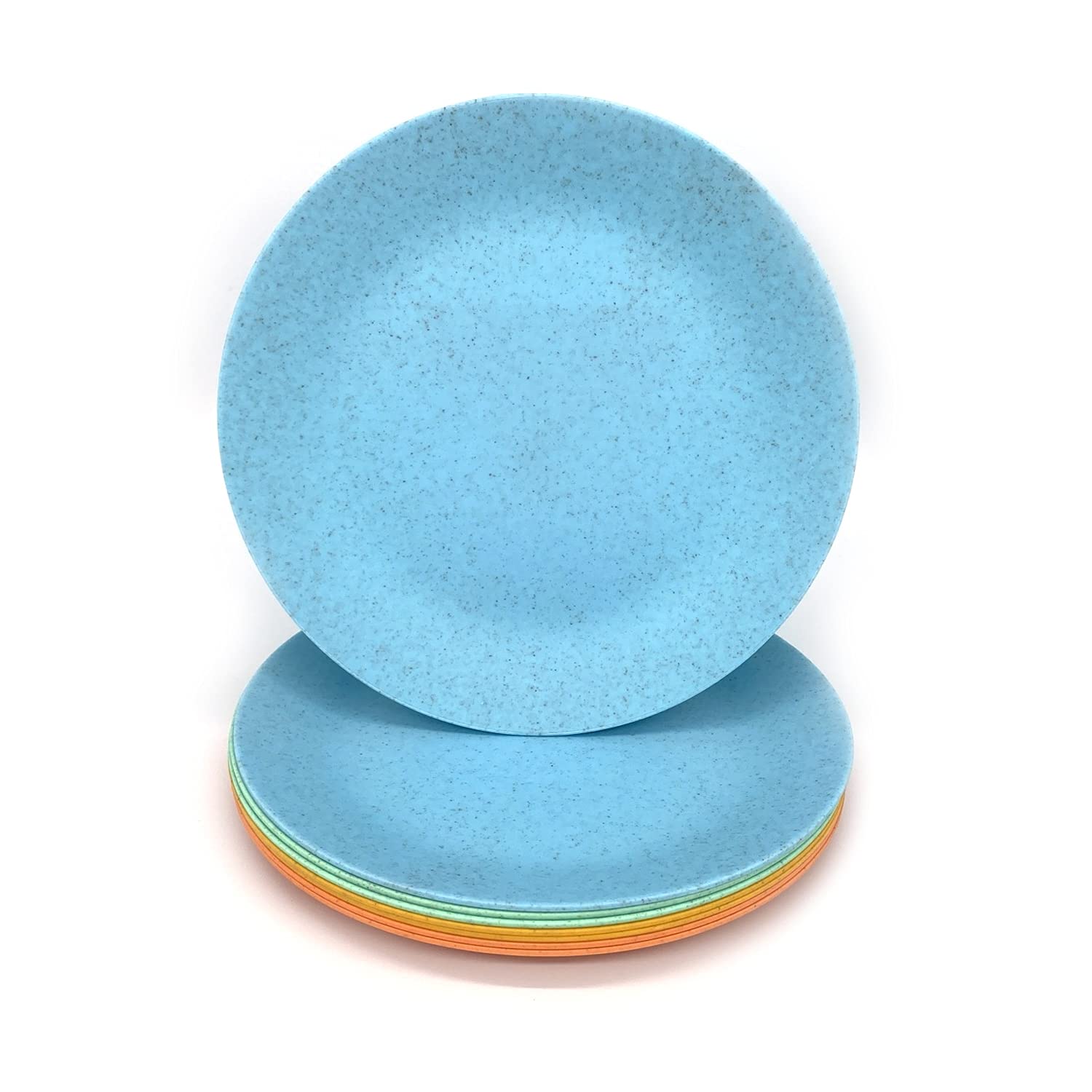 Yalin Wheat Straw Lightweight Pp Dinner/Lunch Plate Set,10 Inch Round Unbreakable Salad Plates Picnic Plates For Holiday Party,B