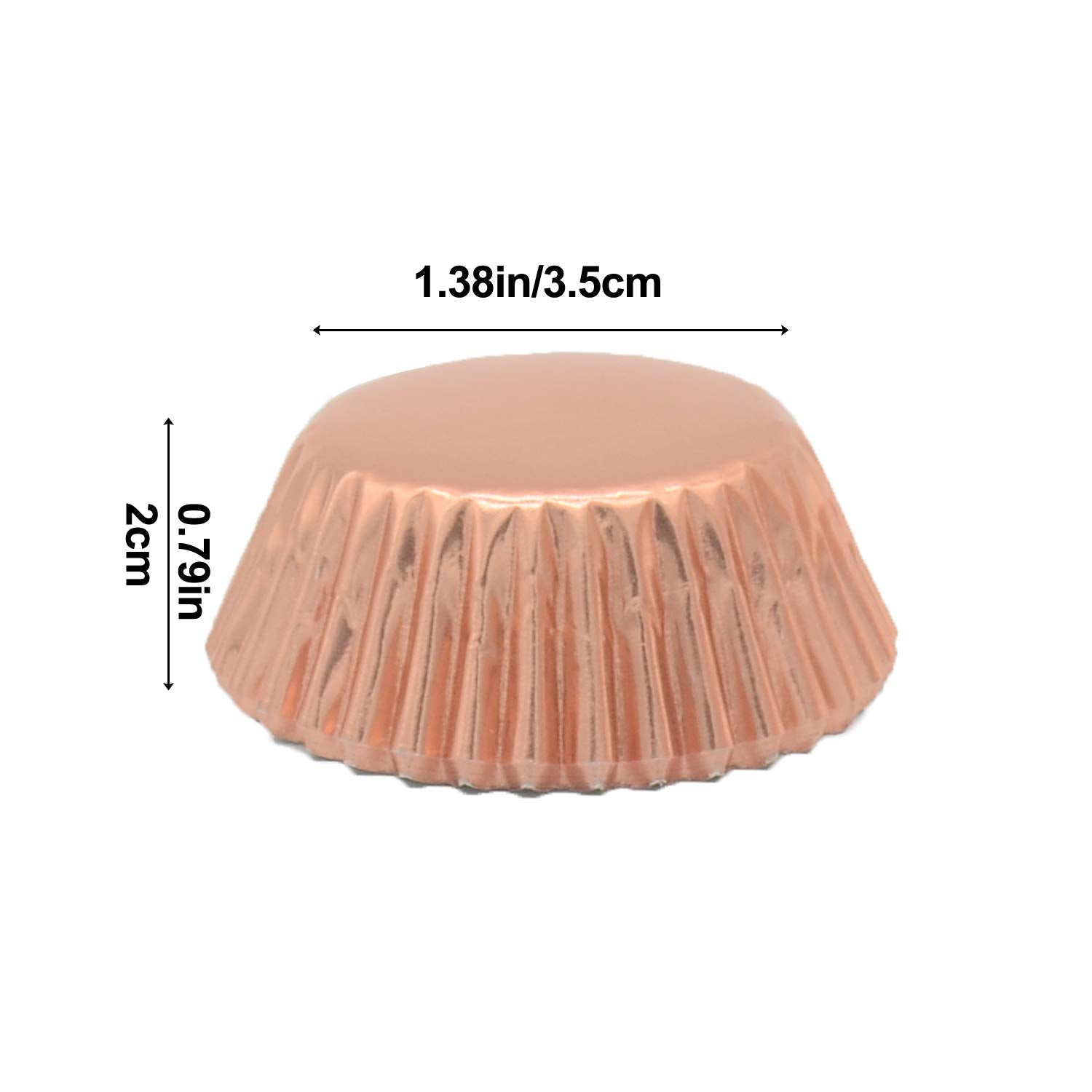 Mombake Mini Rose Gold Foil Cupcake Liners Muffin Baking Cups For Party And More, 300-Count