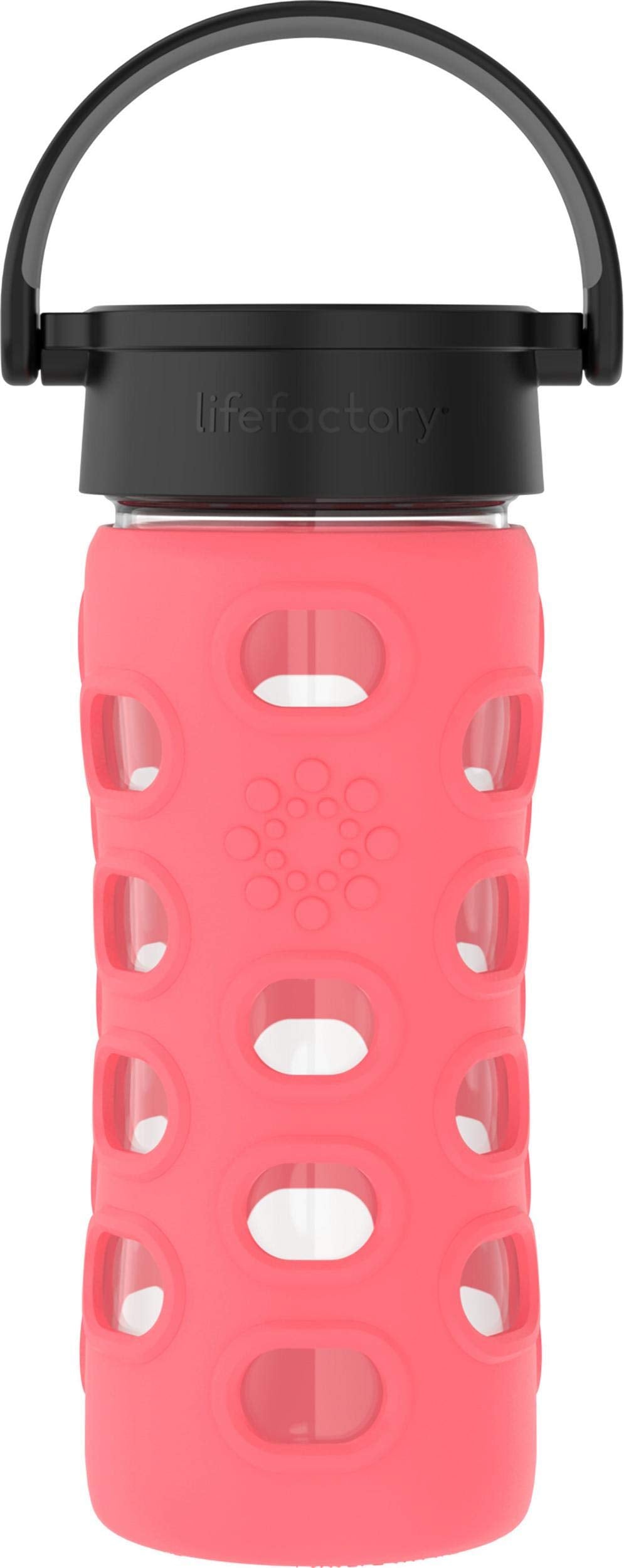 Lifefactory 12-Ounce Bpa-Free Glass Water Bottle With Classic Cap And Protective Silicone Sleeve, Coral