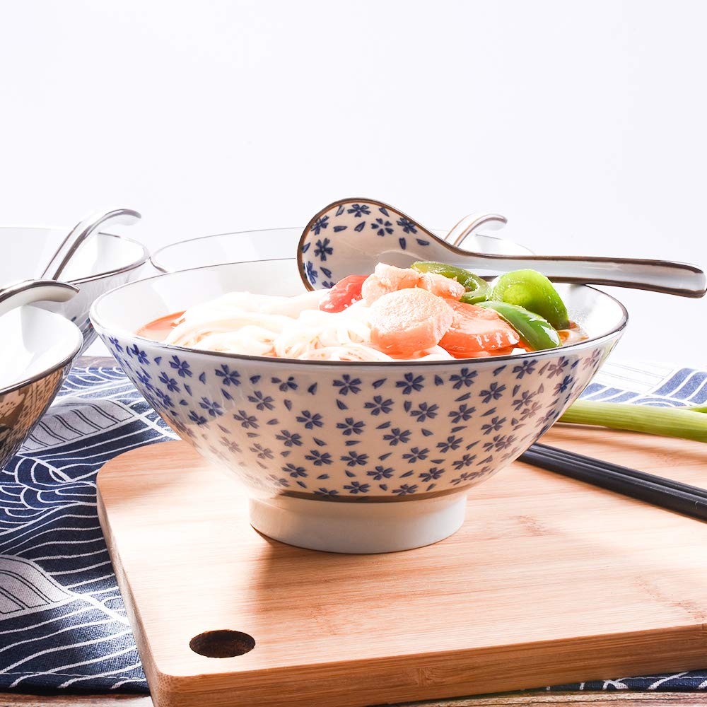 Cerficer Japanese Ramen Bowls Noodle Bowls Soup Bowls 7.5 Inch High Bowls For For Ramen Cereal Soup Pho Udon Asian Noodles Deep