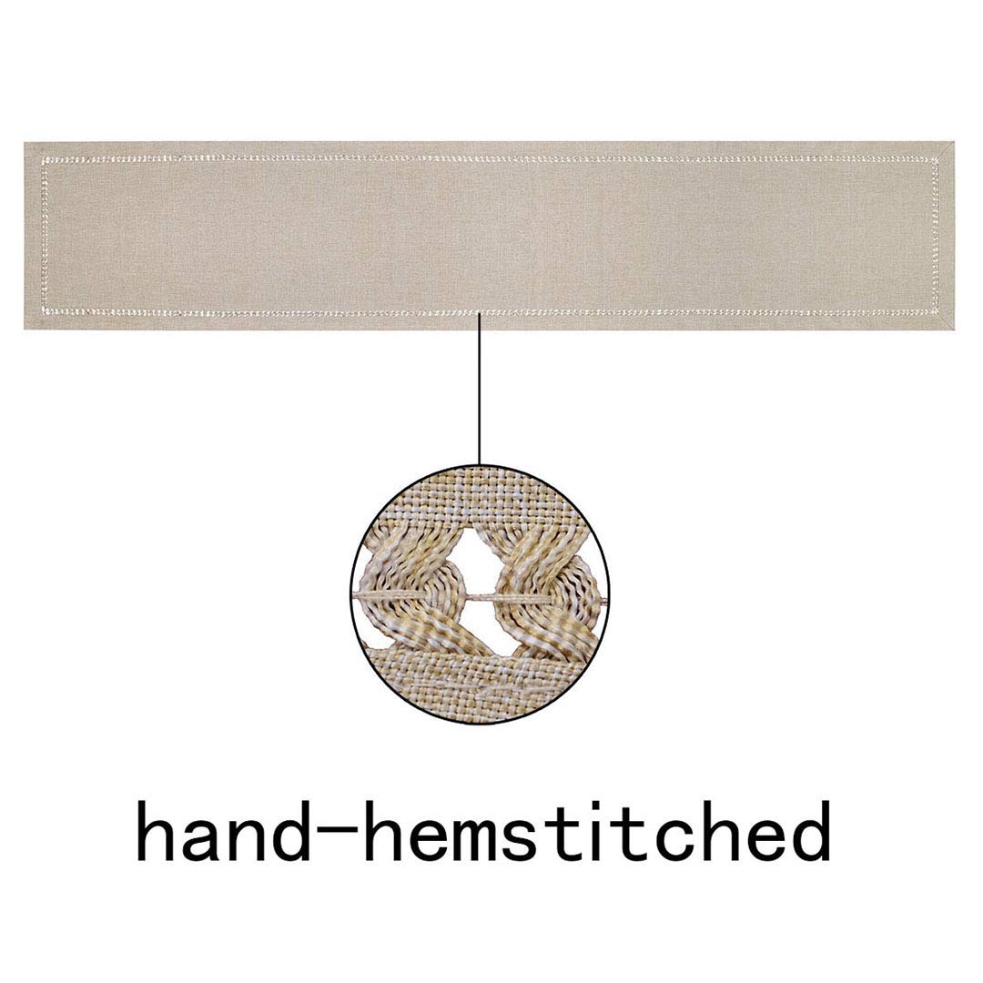 Grelucgo Handmade Hemstitched Polyester Rectangle Table Runners Beige 14x90 inch
