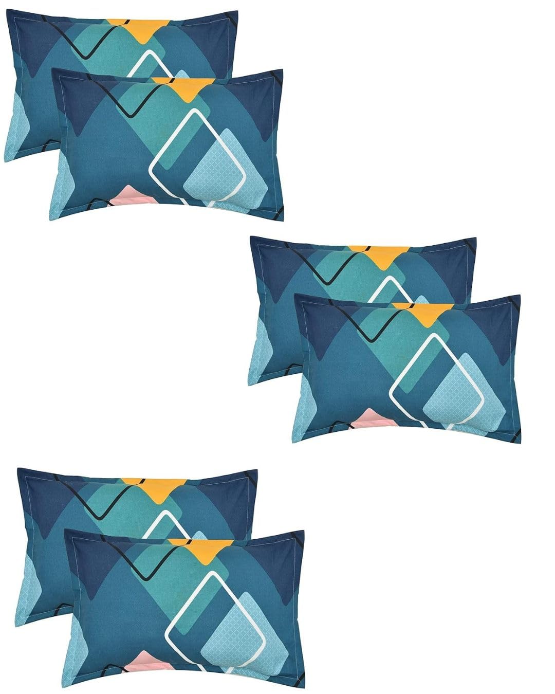 Vivea Reserve Supersoft Glace Cotton Pillow Cover Set Of 6 Ii King Size Pillow Cover 6 Pc - Multicolor - Set Of 6 Piece Pillow C