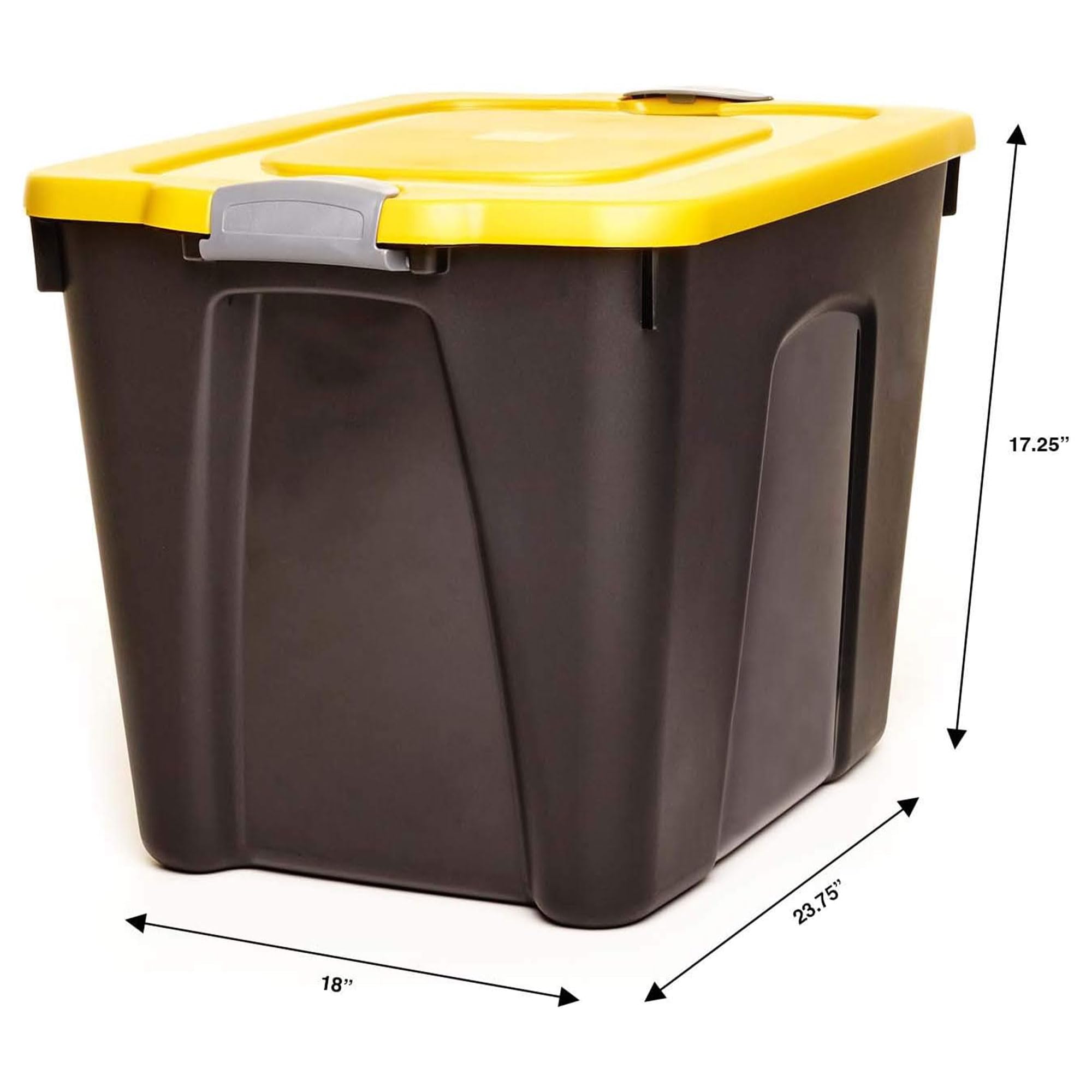 Homz 22-Gallon Durabilt Plastic Stackable Home Office Garage Storage Organization Container Bin W/Latching Lid And Handles, Blac