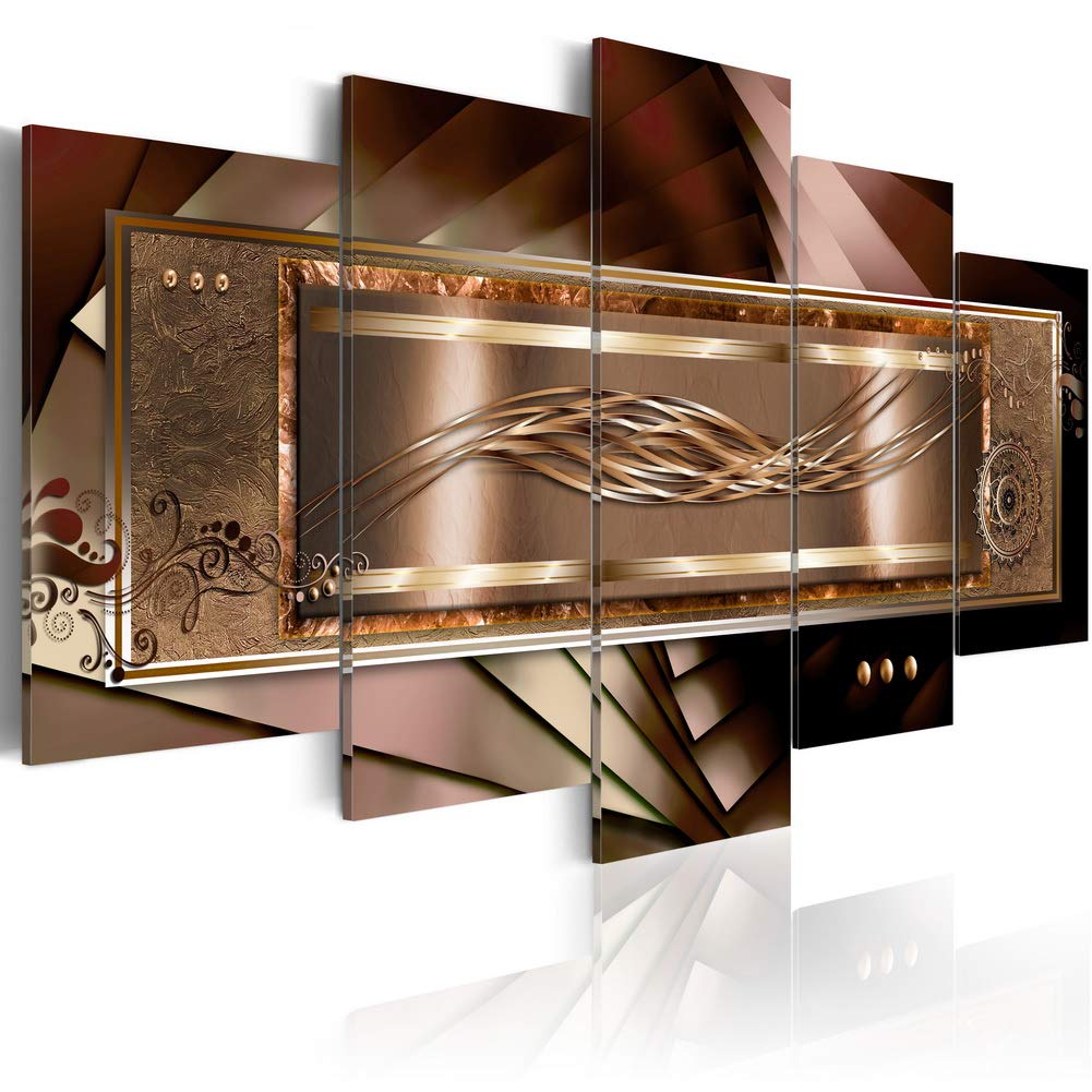 Abstract Canvas Wall Prints Art Golden Gentleness Painting Contemporary Picture Framed Ready To Hang Home Decorations Bedroom 5P