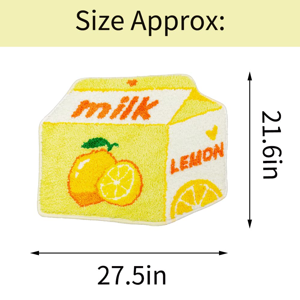 Lemon Fruit Bath Mat For Bathroom Rugs Cute Yellow Absorbent Non Slip Fruit Lemon Bath Rug Milk Cartoon Shaped Fun Plush Microfi