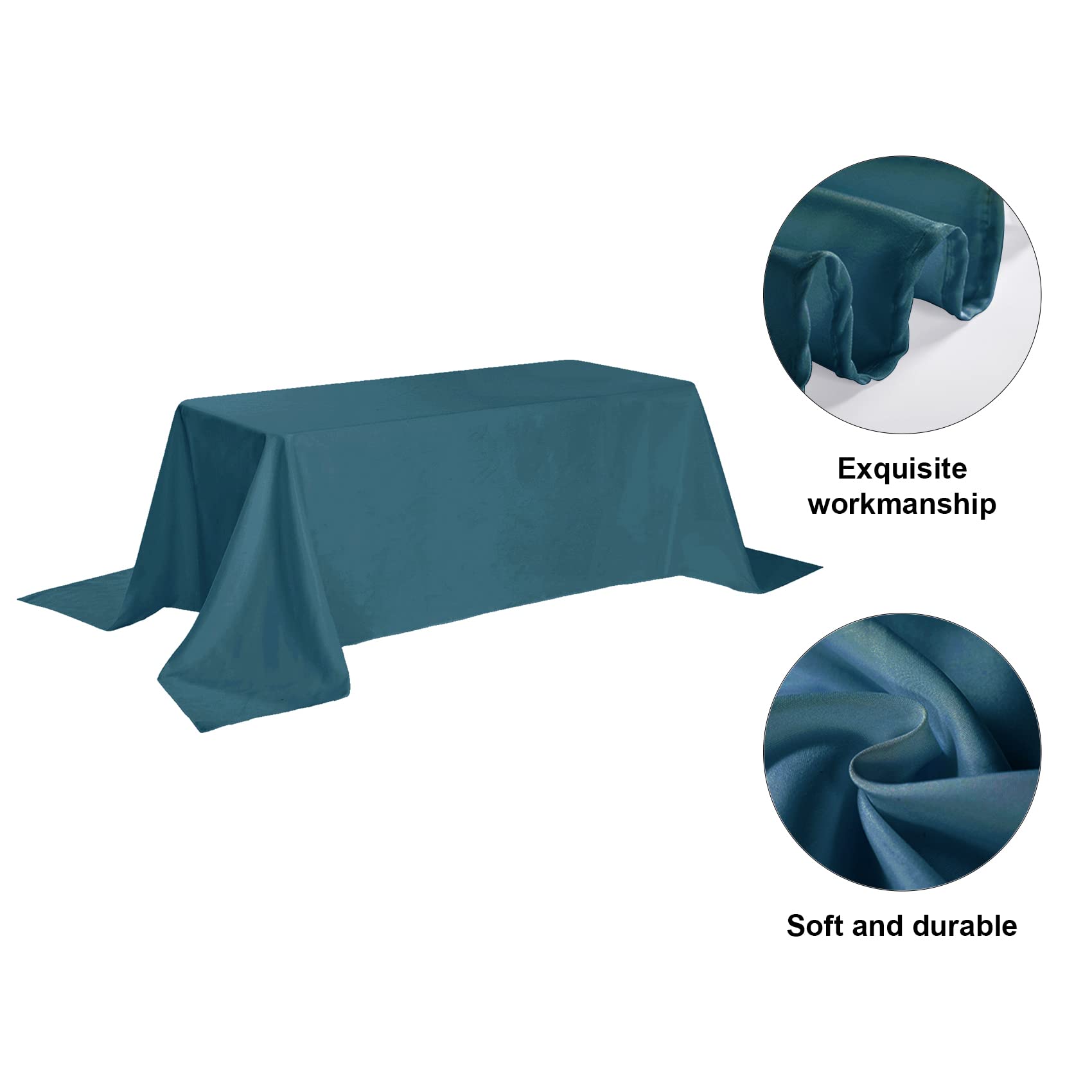 Rectangle Tablecloth - 90X156 Peacock Blue Tablecloth - Stain And Wrinkle Resistant Washable Polyester Table Cloth, Decorative F