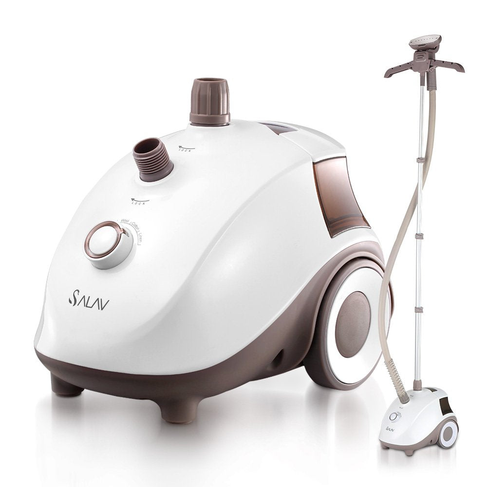 SALAV Clothes Steamer with 360 Degree Swivel Hanger, High Efficiency Metal Steam Panel, 4 Steam Settings, Free Limescale Remover