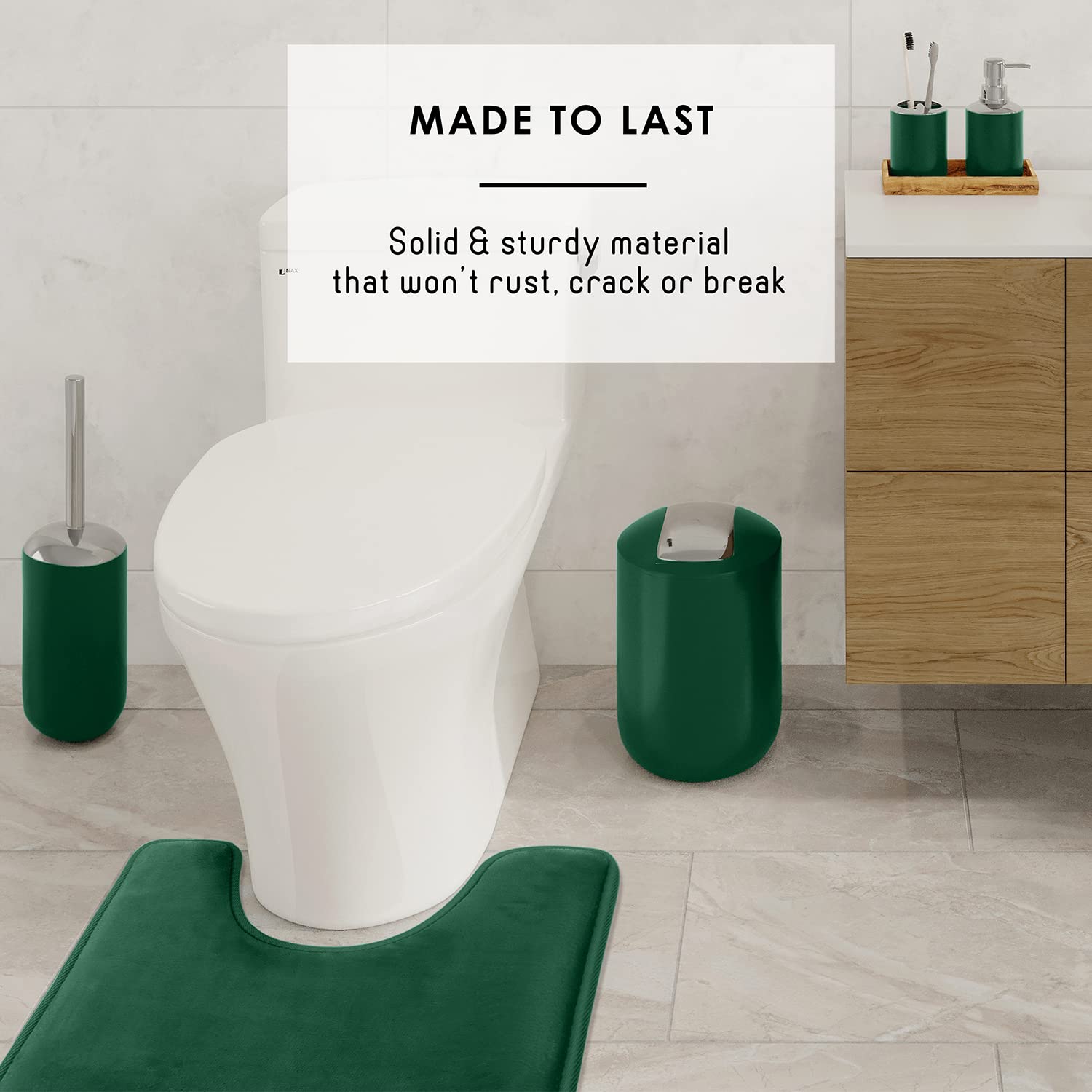 Clara Clark Bathroom Set - Green Bathroom Accessories Set  20PC Bathroom Accessory Set  Shower Curtain Set with Liner  Toothbrush Holder  Soap Dispenser  Soap Dish  Toilet Brush Holder  and Trash Can