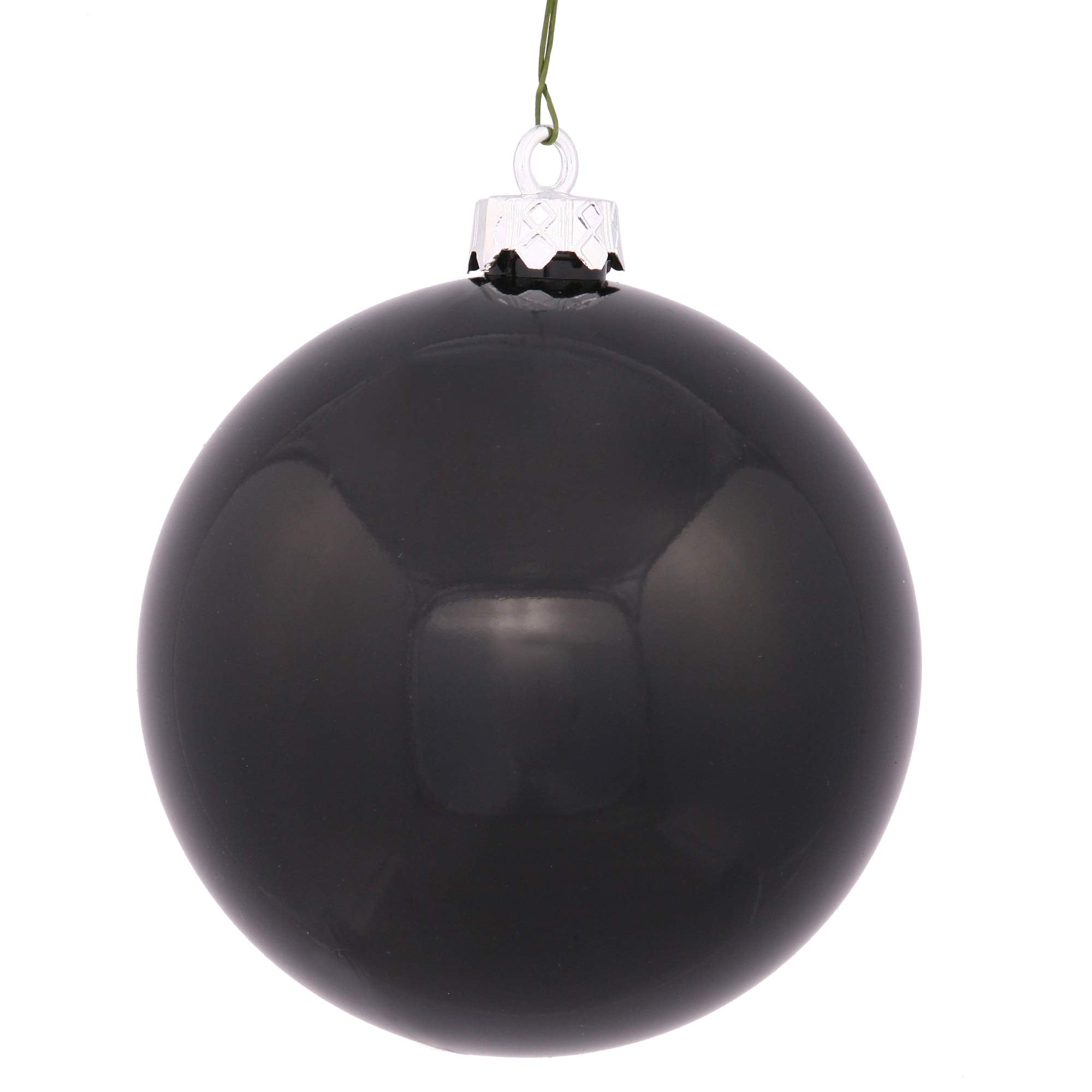 Vickerman Shiny Finish Shatterproof Christmas Ball Ornament, UV Resistant with Drilled Cap, 24 per Bag, 2.4, Black