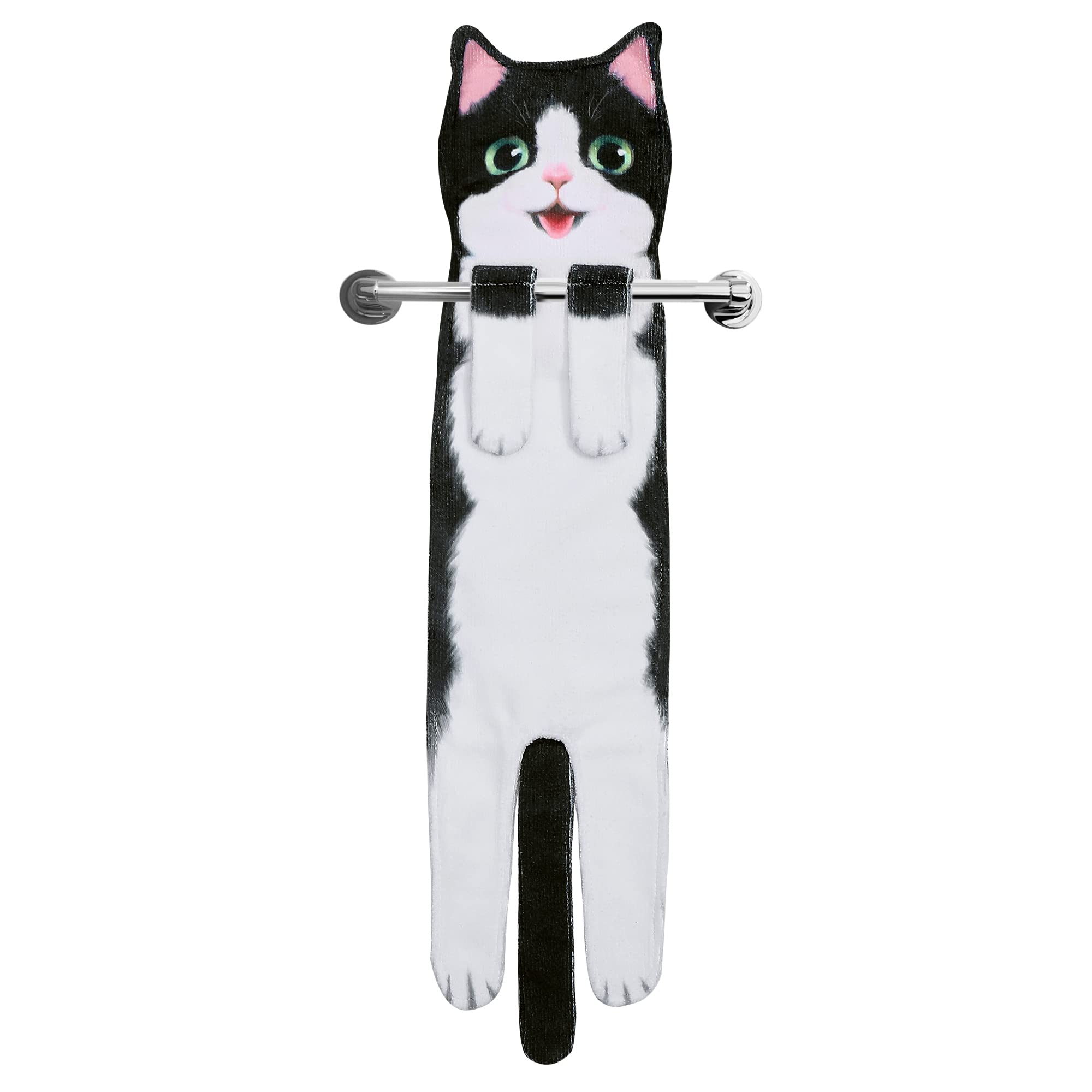Cat Funny Hand Towels For Bathroom Kitchen - Cute Decorative Cat Decor Hanging Washcloths Face Towels Super Absorbent Soft - Val