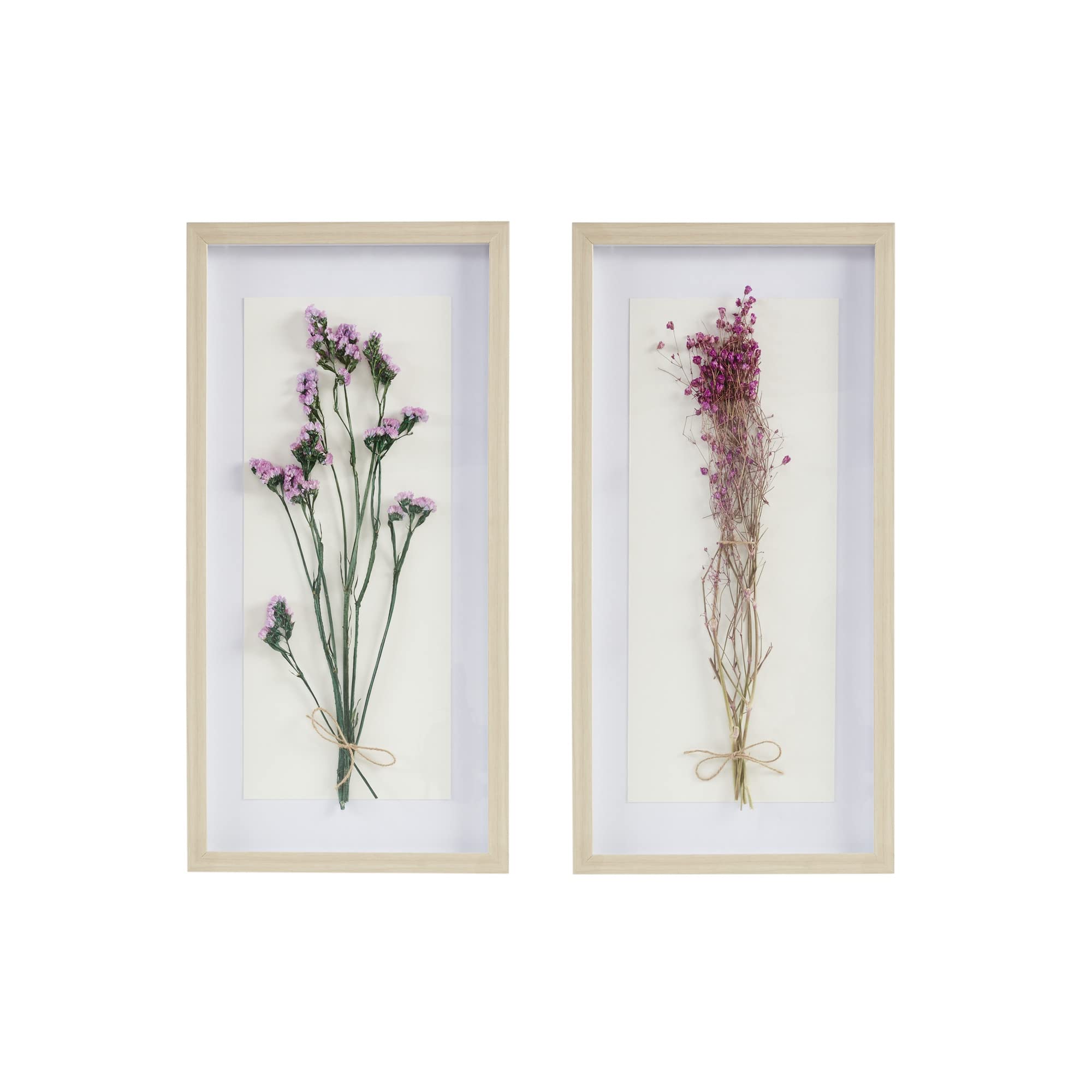 Madison Park Wall Art Living Room D  cor - Sundried Natural Flowers in Shadowbox Frame, Floral Home Accent, Bedroom Decoration, 